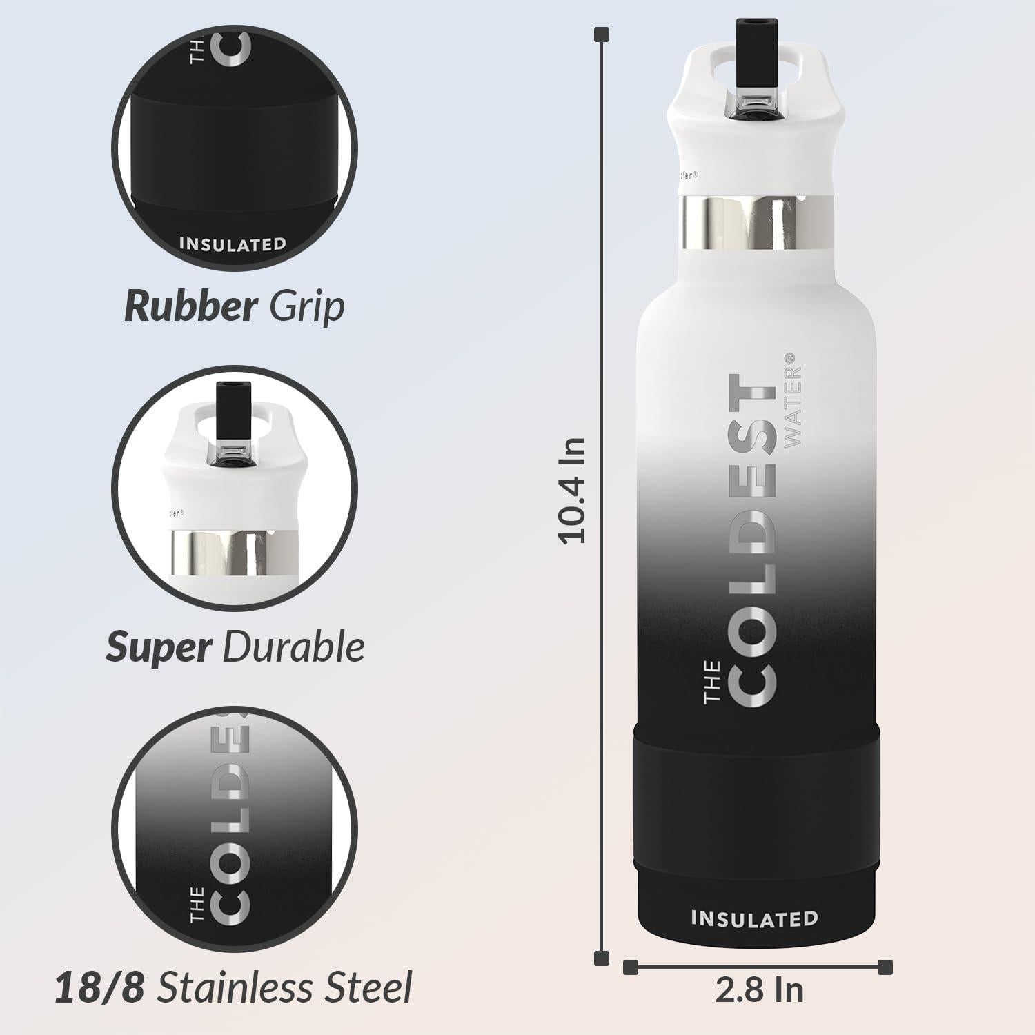 Botella de Agua Aislada La Agua Más Fría 621 ml Tapa Pajita