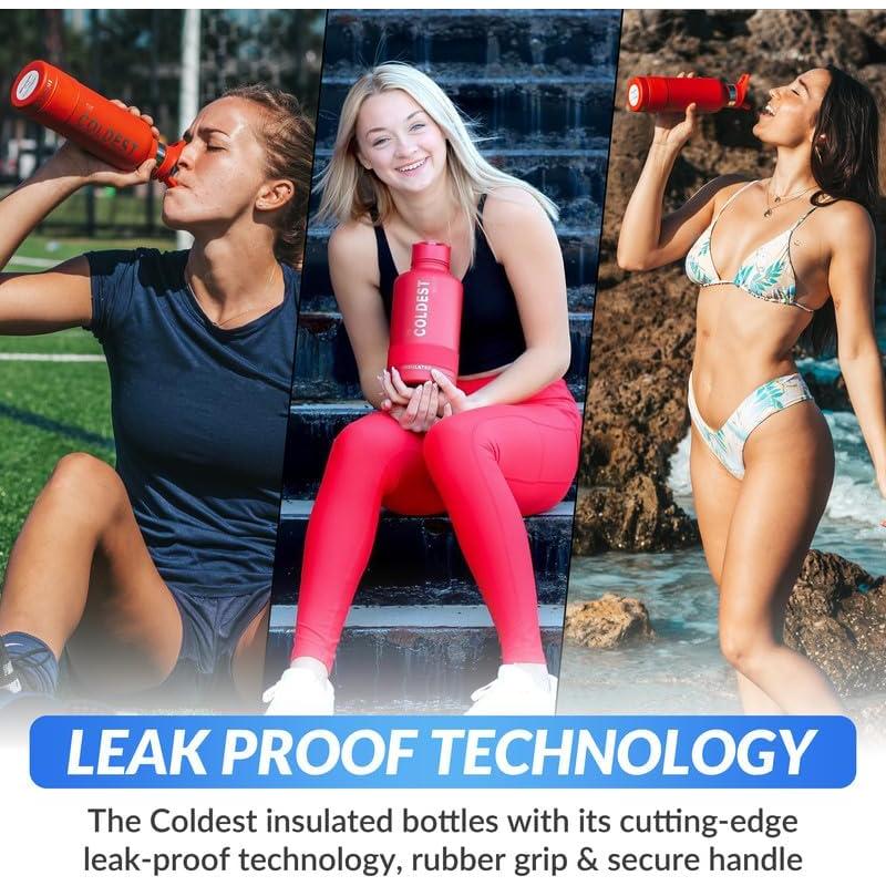 Botella de Agua Aislada La Agua Más Fría 621 ml Tapa Pajita