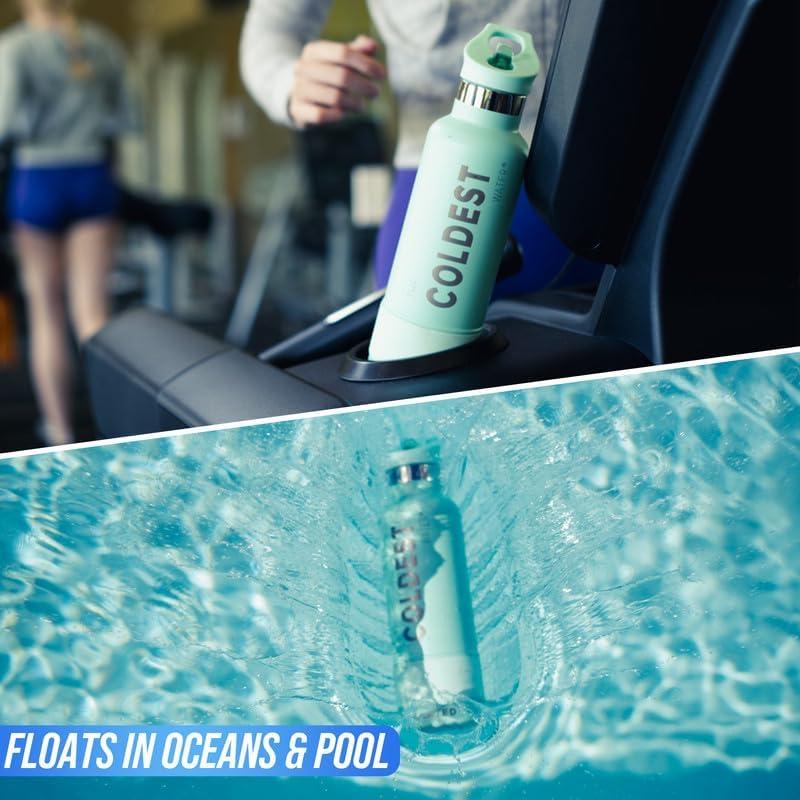 Botella de Agua Aislada La Agua Más Fría 621 ml Tapa Pajita