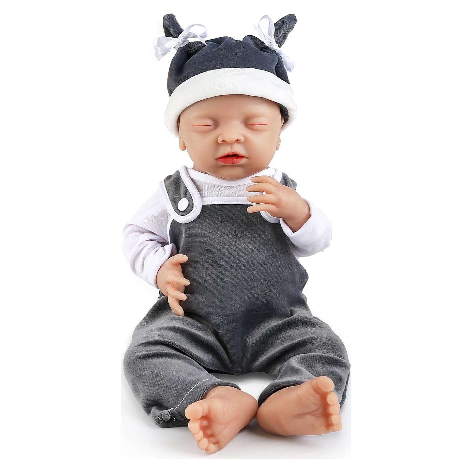 IVITA 10 inch Full Body Silicone Babies Doll Not Vinyl Dolls Anatomically Correct Lifelike Newborn Silicone Baby Dolls Stress Relief Anti-Stress Toys for Kids & Toddlers Child Gifts - Boy