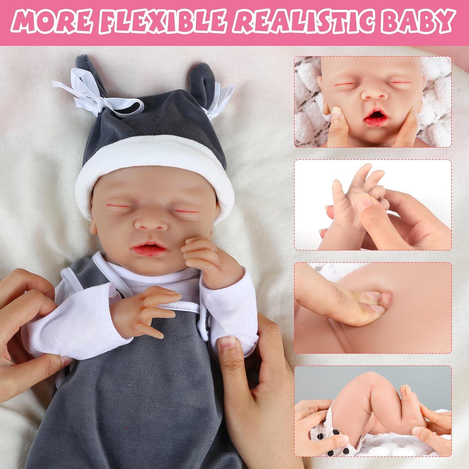 IVITA 10 inch Full Body Silicone Babies Doll Not Vinyl Dolls Anatomically Correct Lifelike Newborn Silicone Baby Dolls Stress Relief Anti-Stress Toys for Kids & Toddlers Child Gifts - Boy