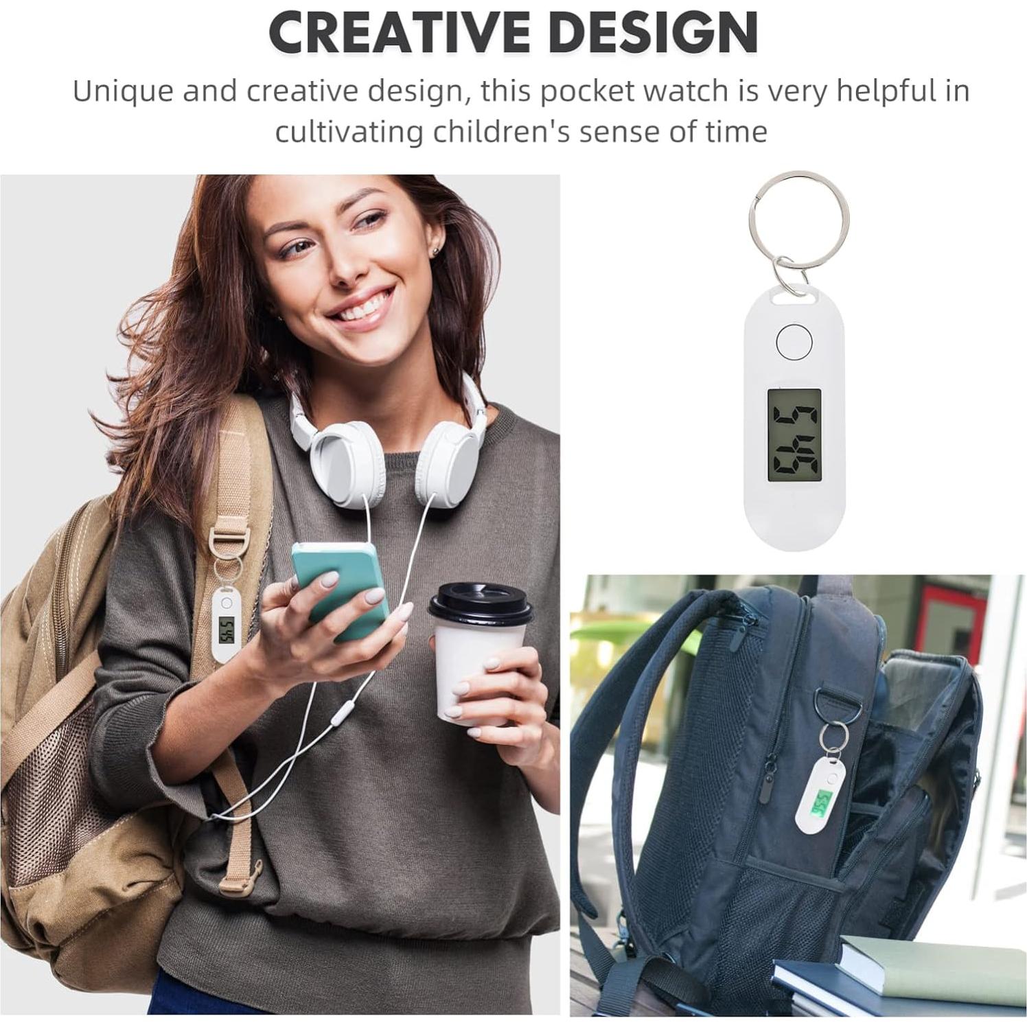 Reloj Llavero Digital Gatuida Blanco 6.5x2.5cm LED