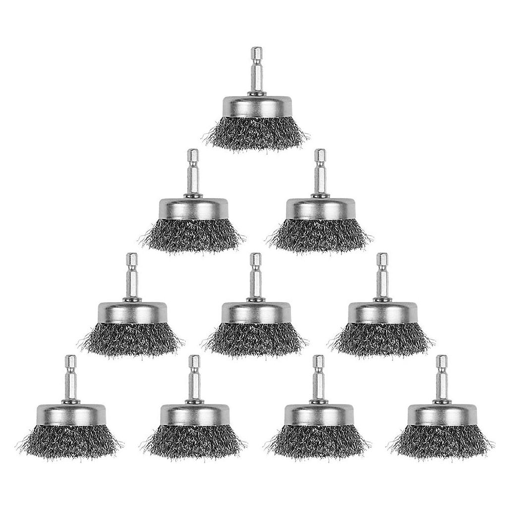 Rocaris 10 Cepillos de Copa de Alambre 2" Punta Hexagonal 1/4"