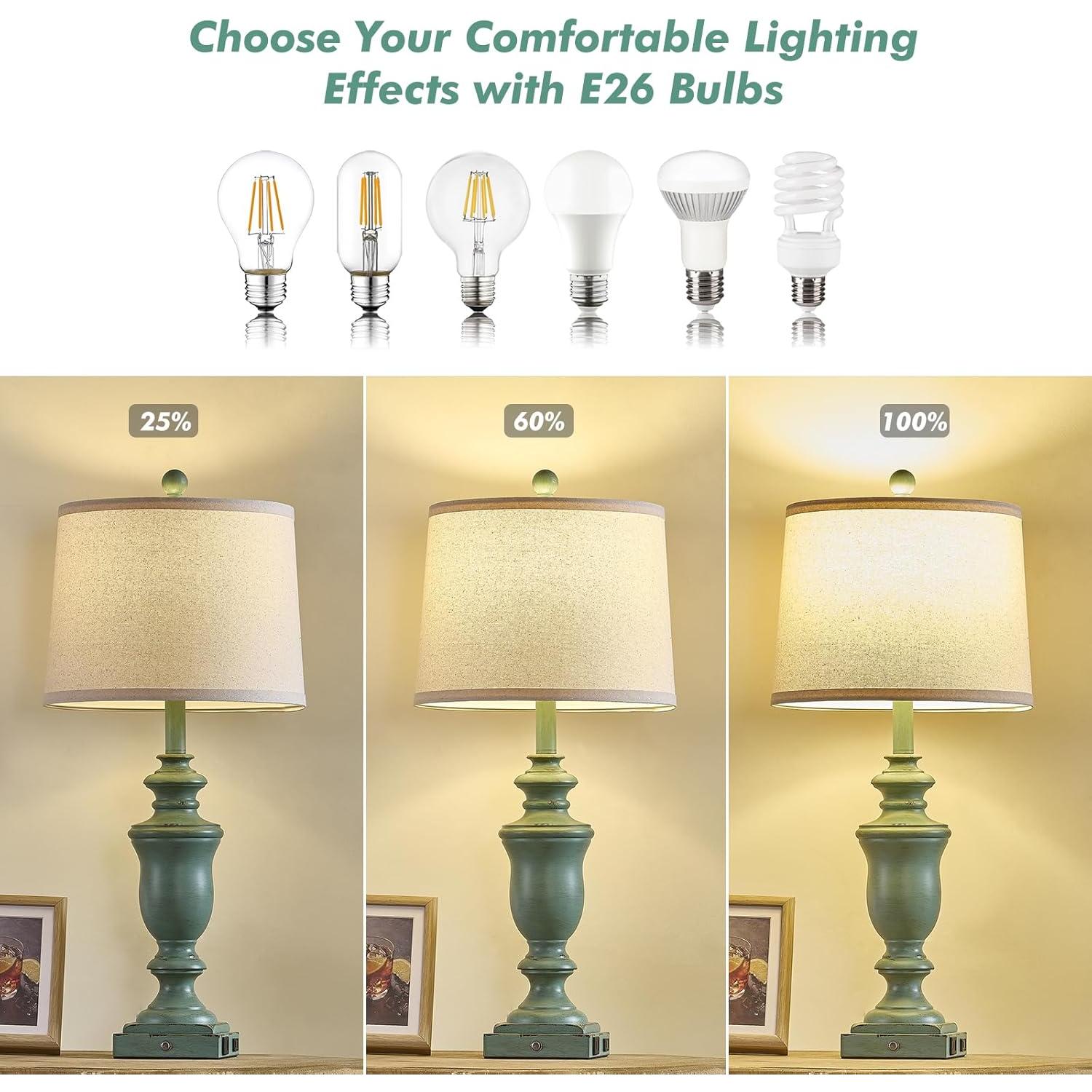 Juego de 2 Lámparas de Mesa Regulables con USB Verde Antiguo