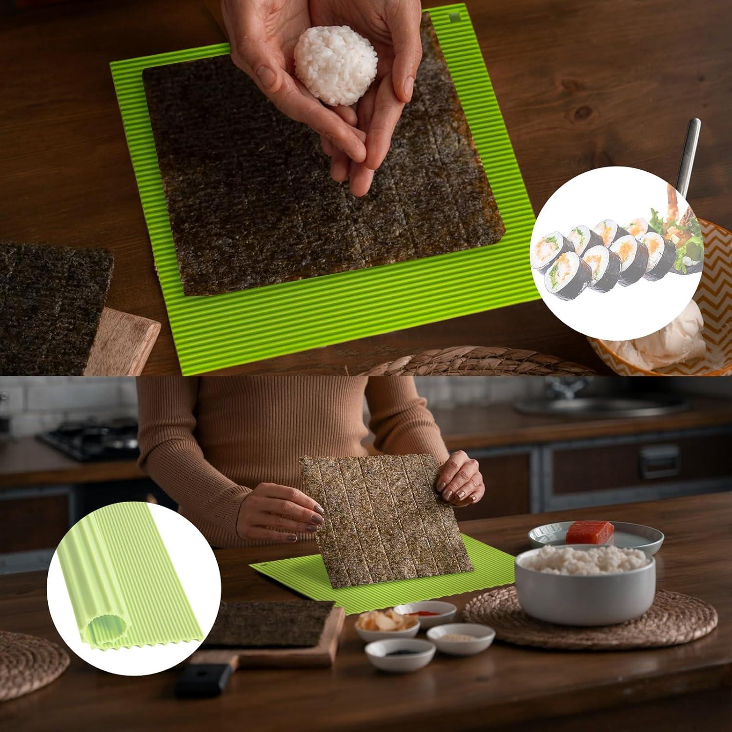 Kit de Hacer Sushi Gjinxi - Alfombrilla de Silicona Verde 22x20cm
