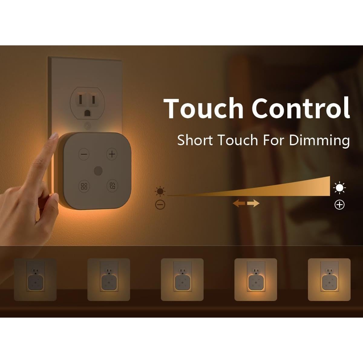 Paquete de 2 Luces Nocturnas LED TORANKOS Regulables 4cm