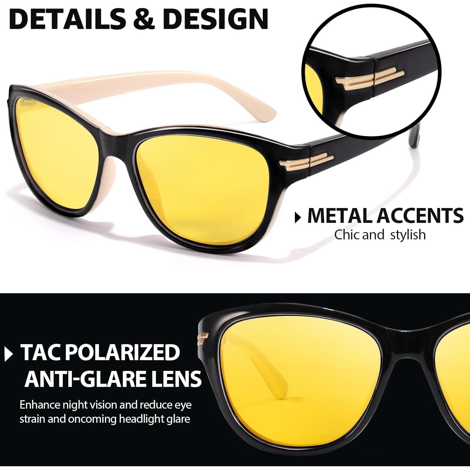 Gafas de Conducción Nocturna TJUTR Polarizadas Amarillas