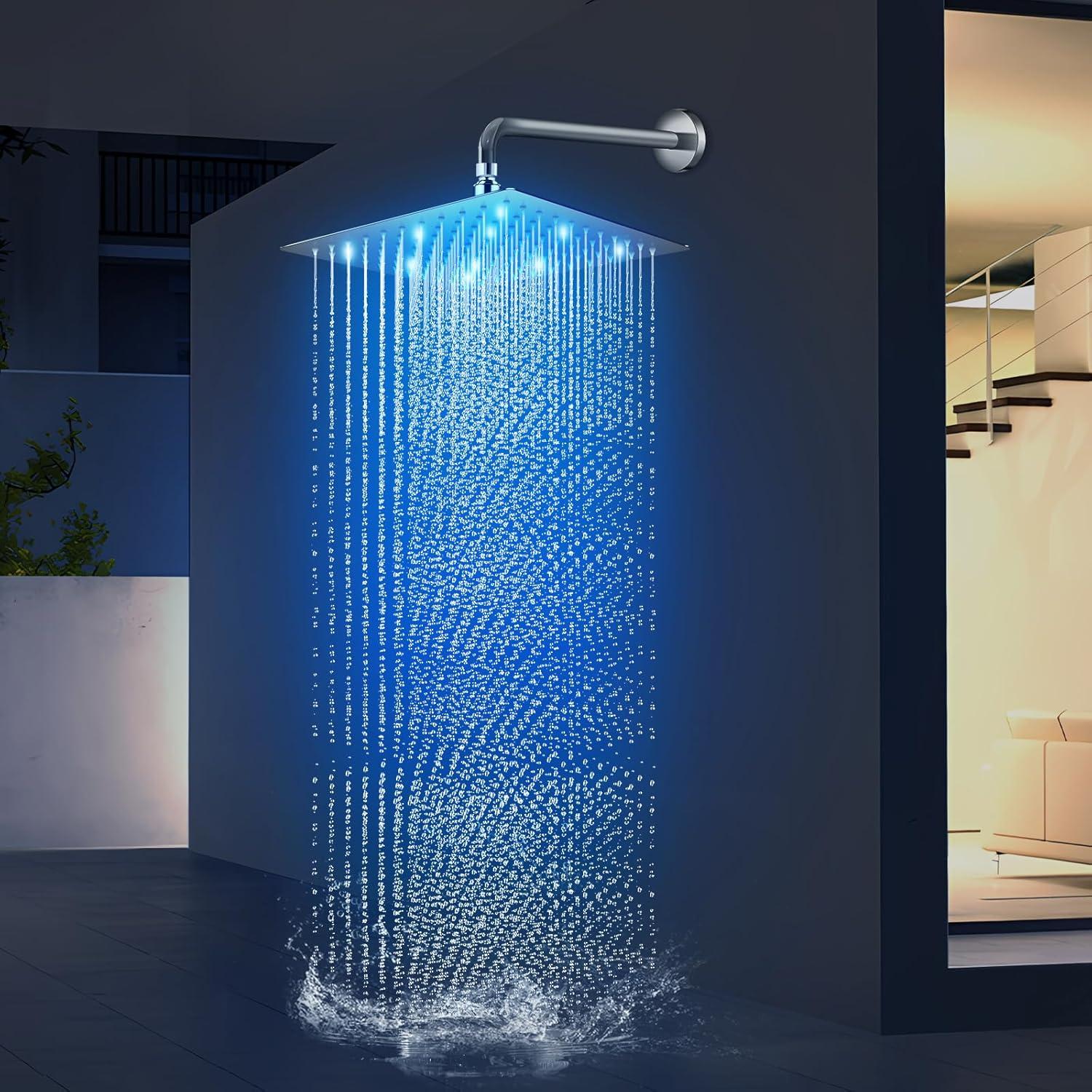 Cabezal de Ducha de Lluvia HUUKE 10" Alta Presión LED Cromo