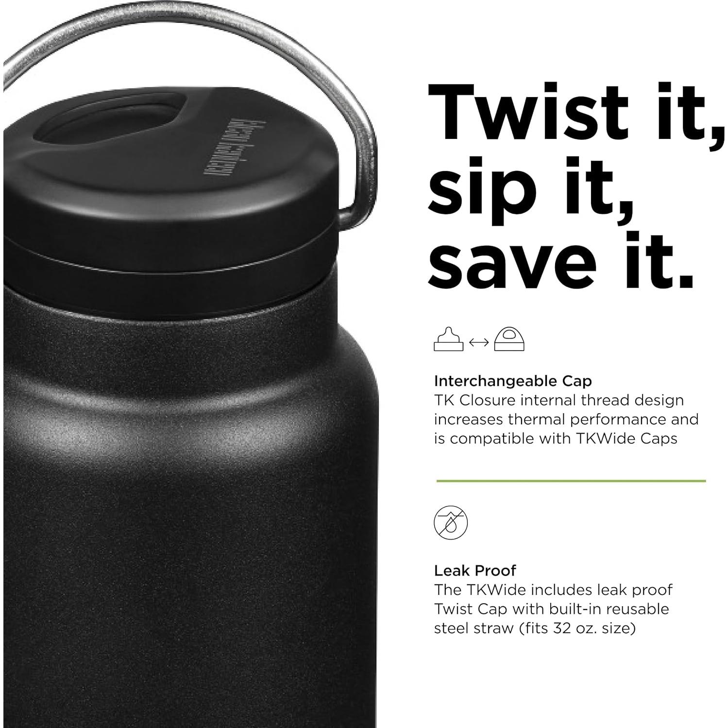 Botella de Agua Aislada Klean Kanteen TKWide 0.95L Negra