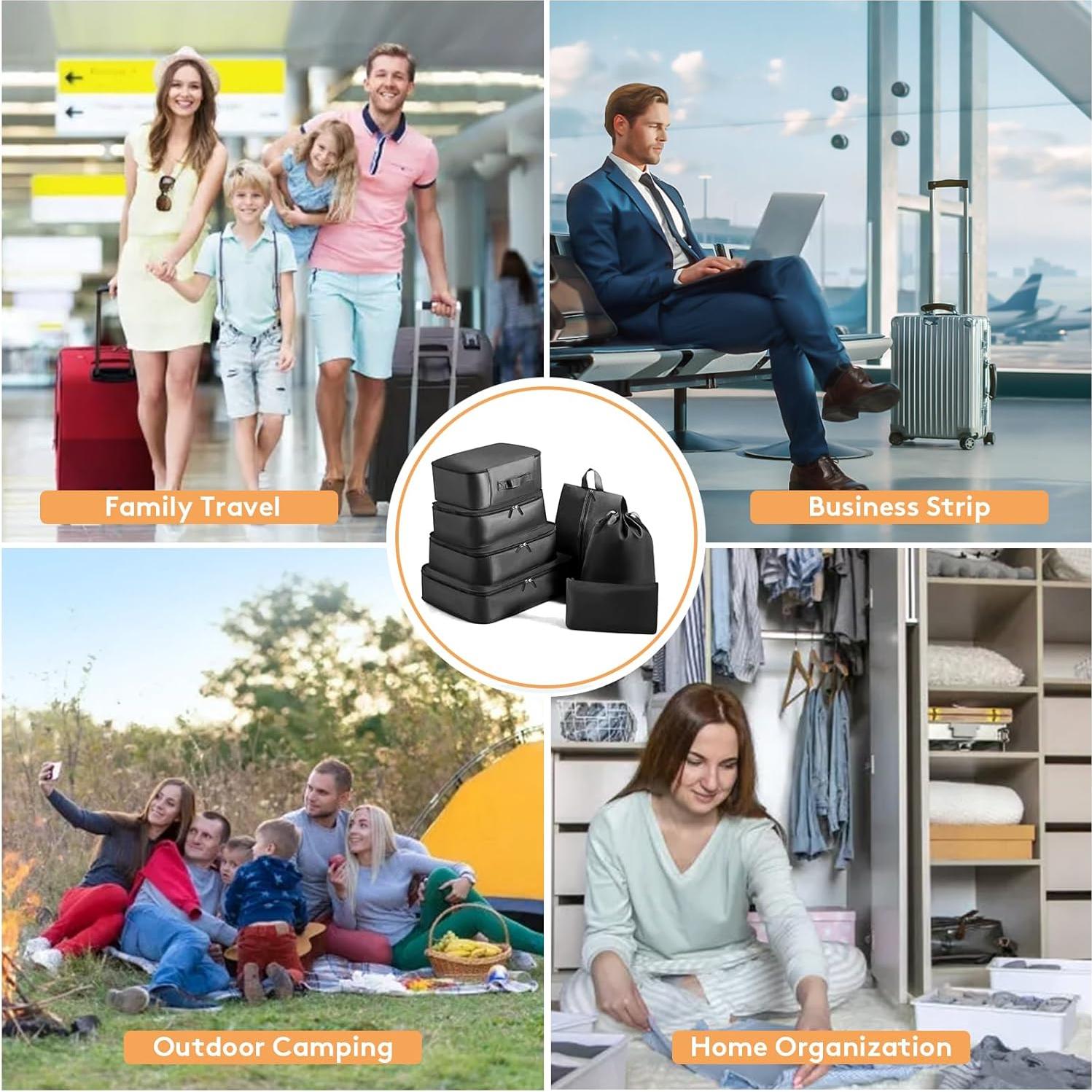 Set de 7 Cubos de Empaque Lhelca para Maleta de Mano - Negro