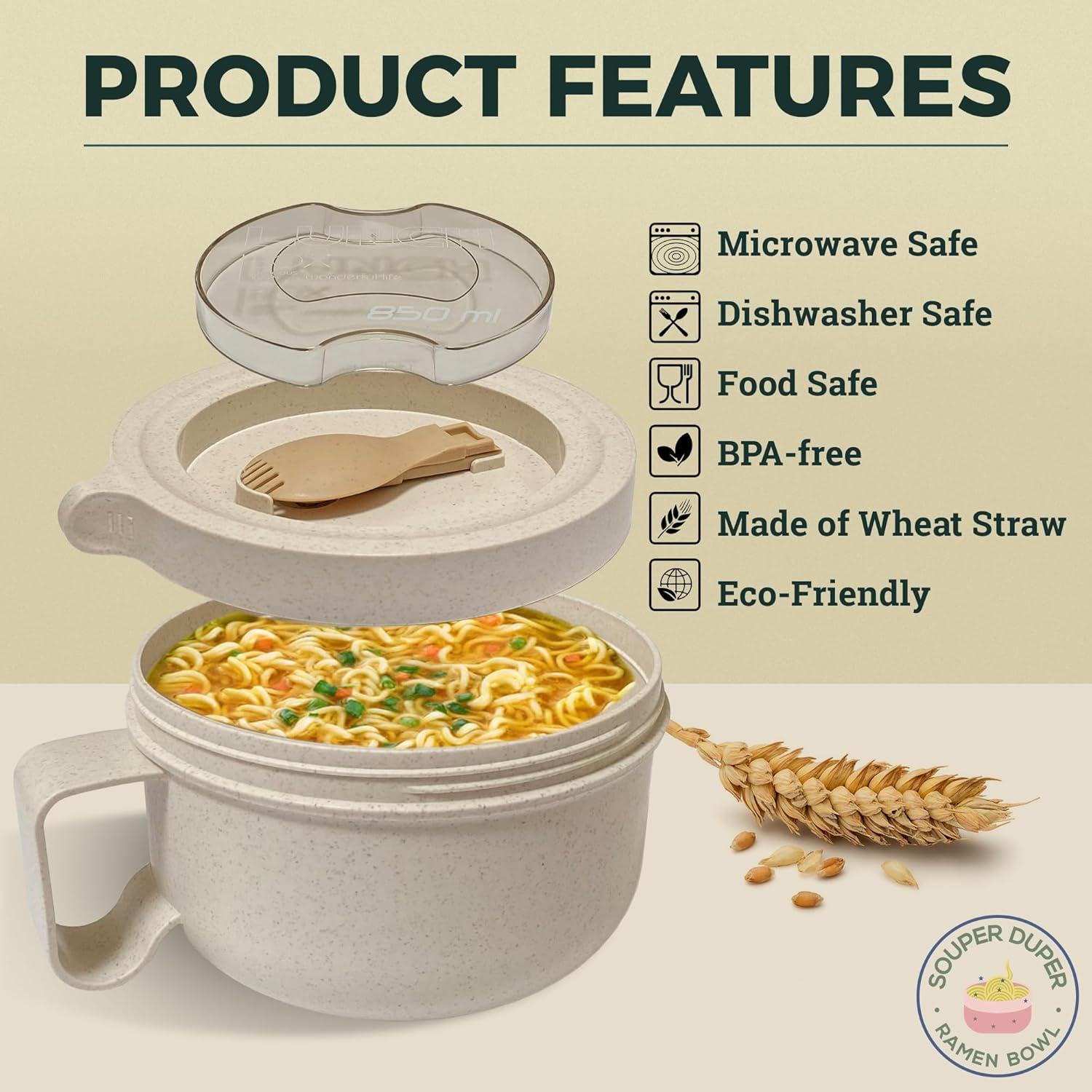 Tazón de Ramen Souper Duper 828ml A prueba de Microondas Beige