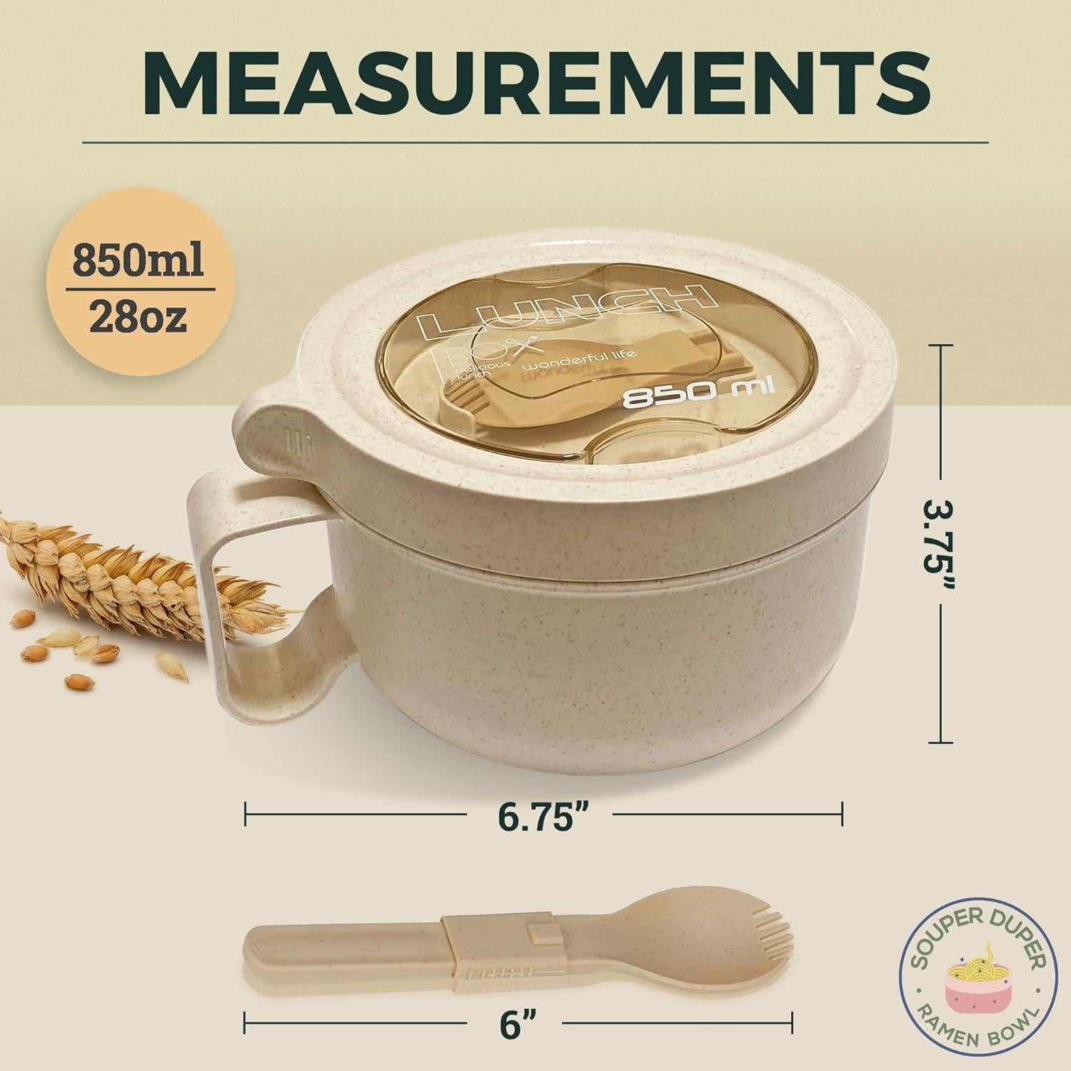 Tazón de Ramen Souper Duper 828ml A prueba de Microondas Beige