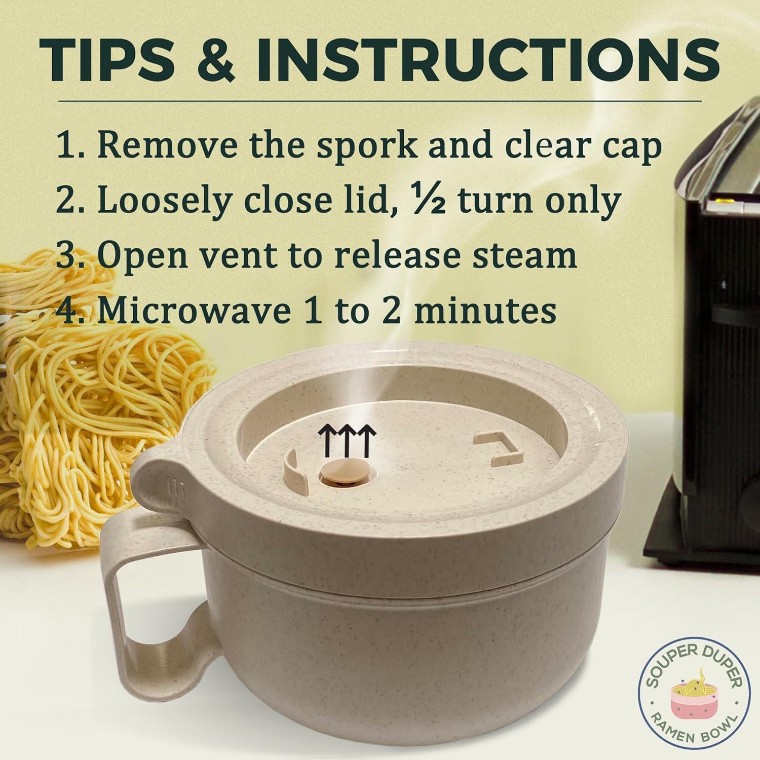 Tazón de Ramen Souper Duper 828ml A prueba de Microondas Beige