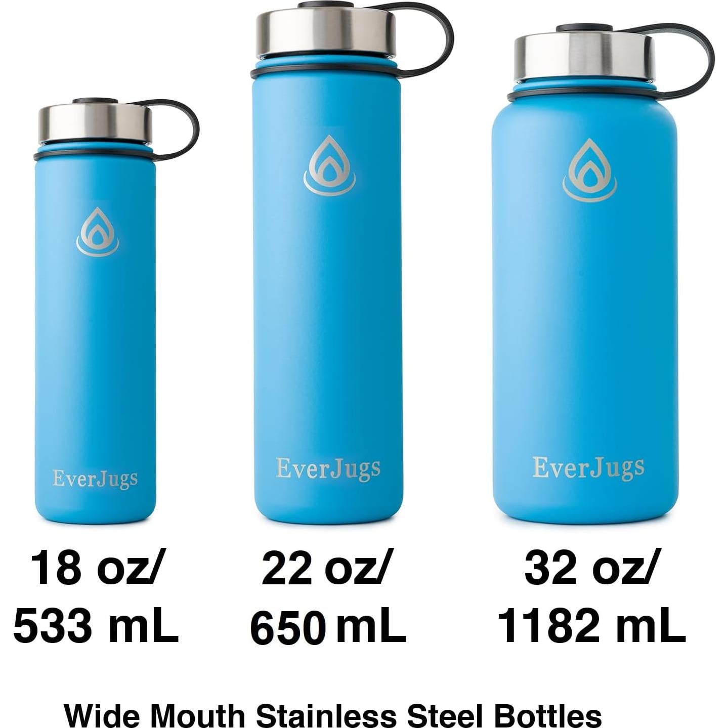 Botella de Agua EverJugs 0.95L Boca Ancha Acero Inoxidable