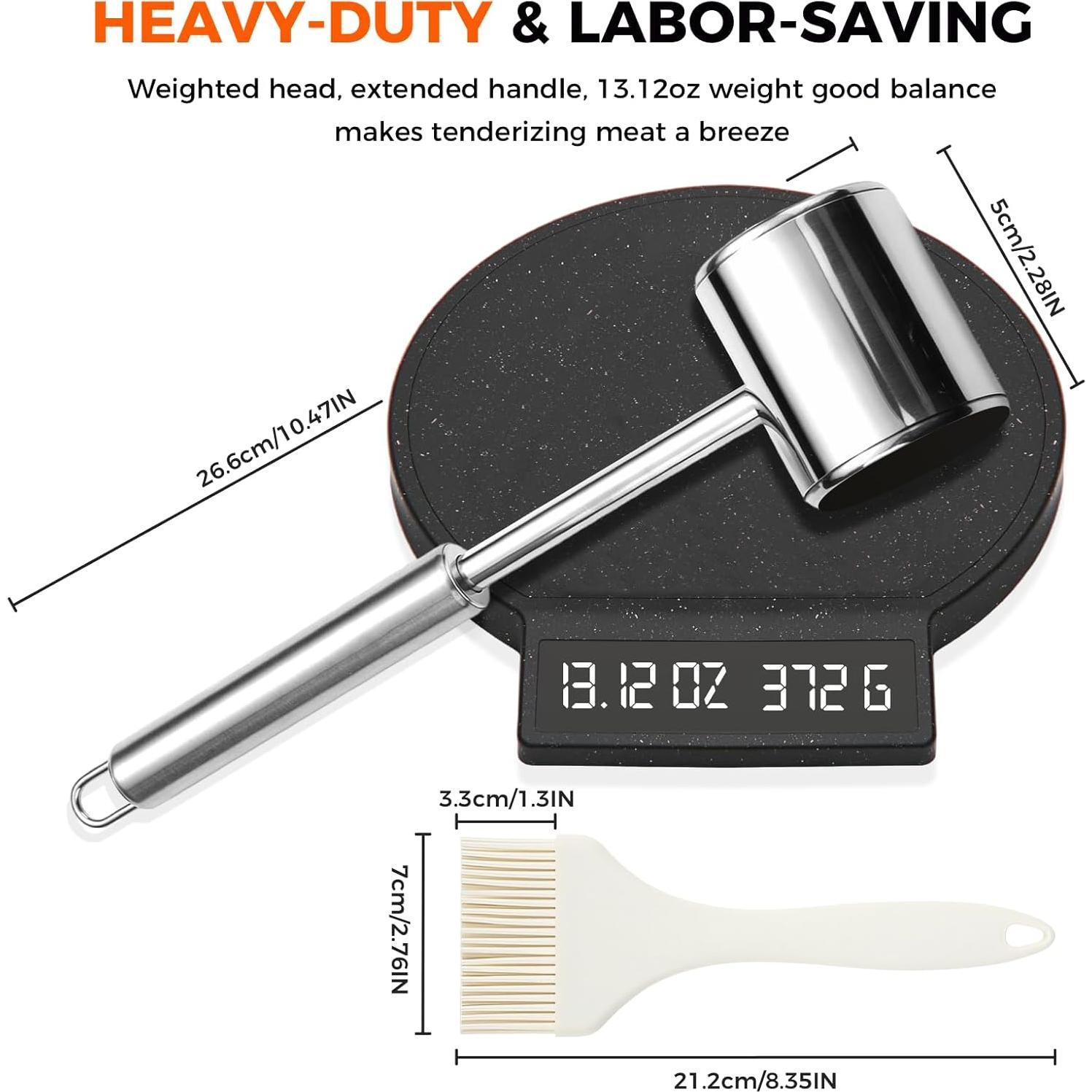 Meat Mallet, Meat Tenderizer Mallet is made of 304 Stainless Steel, Meat Hammer Tenderizer, Meat Pounder Kitchen Hammer For Meat, Dishwasher safe for chicken, beef and steak.(1PCS)