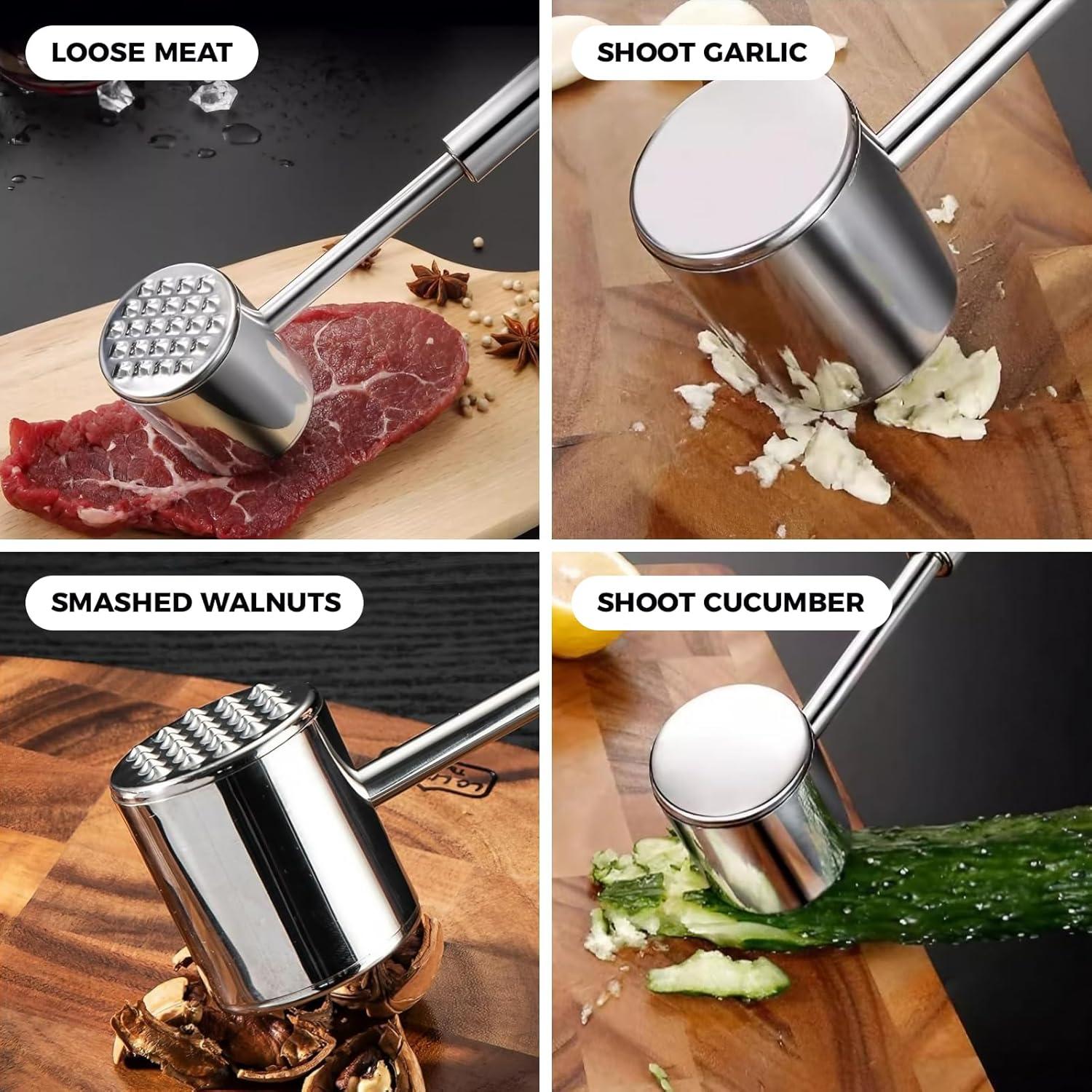 Meat Mallet, Meat Tenderizer Mallet is made of 304 Stainless Steel, Meat Hammer Tenderizer, Meat Pounder Kitchen Hammer For Meat, Dishwasher safe for chicken, beef and steak.(1PCS)