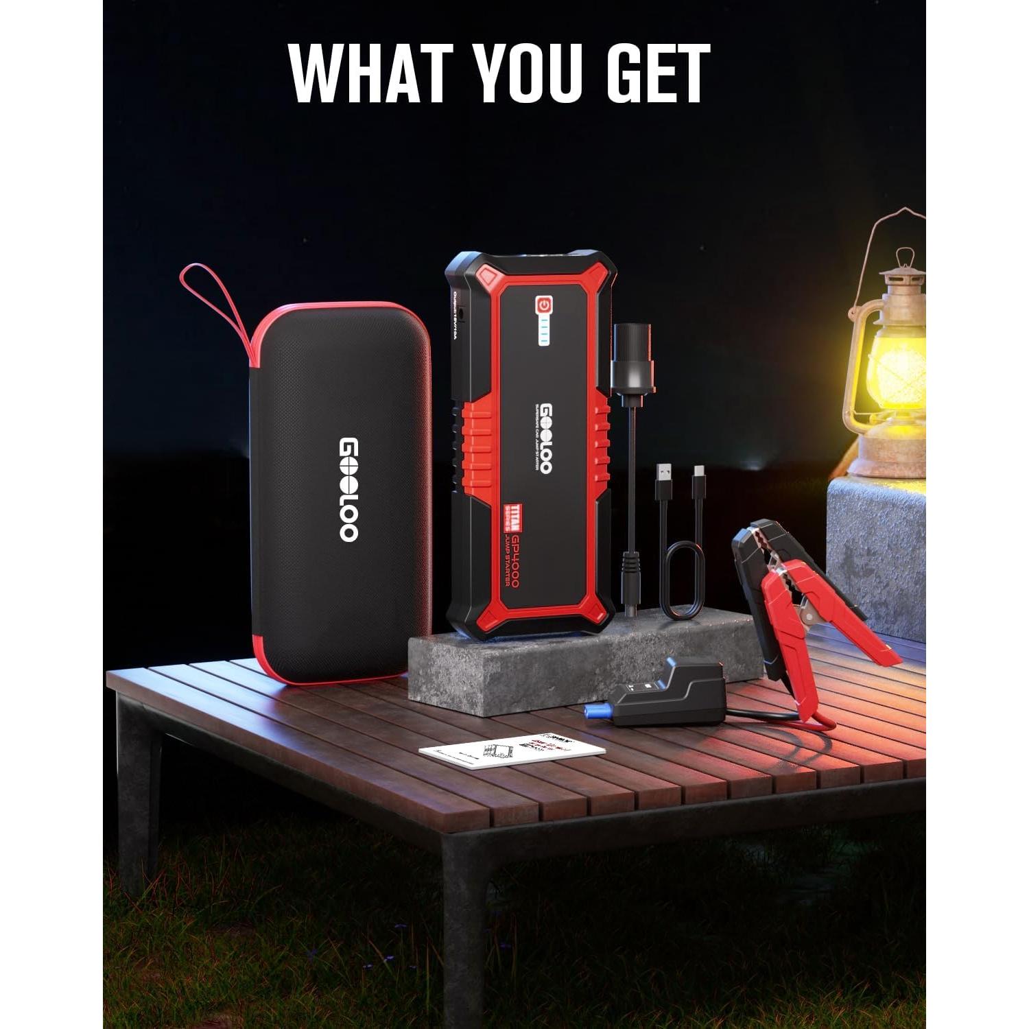 GOOLOO Arrancador de Batería 4000A 12V Rojo para Coche