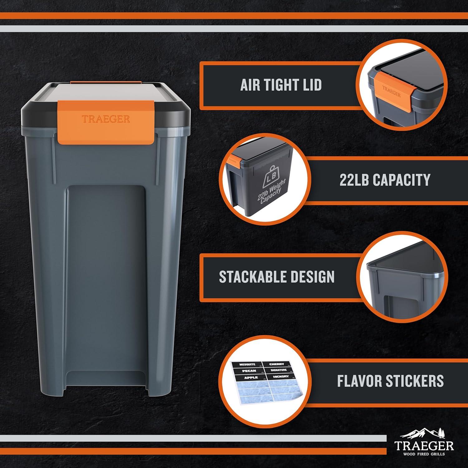 Bin de Almacenamiento de Pellets Traeger BAC637 10kg Apilable