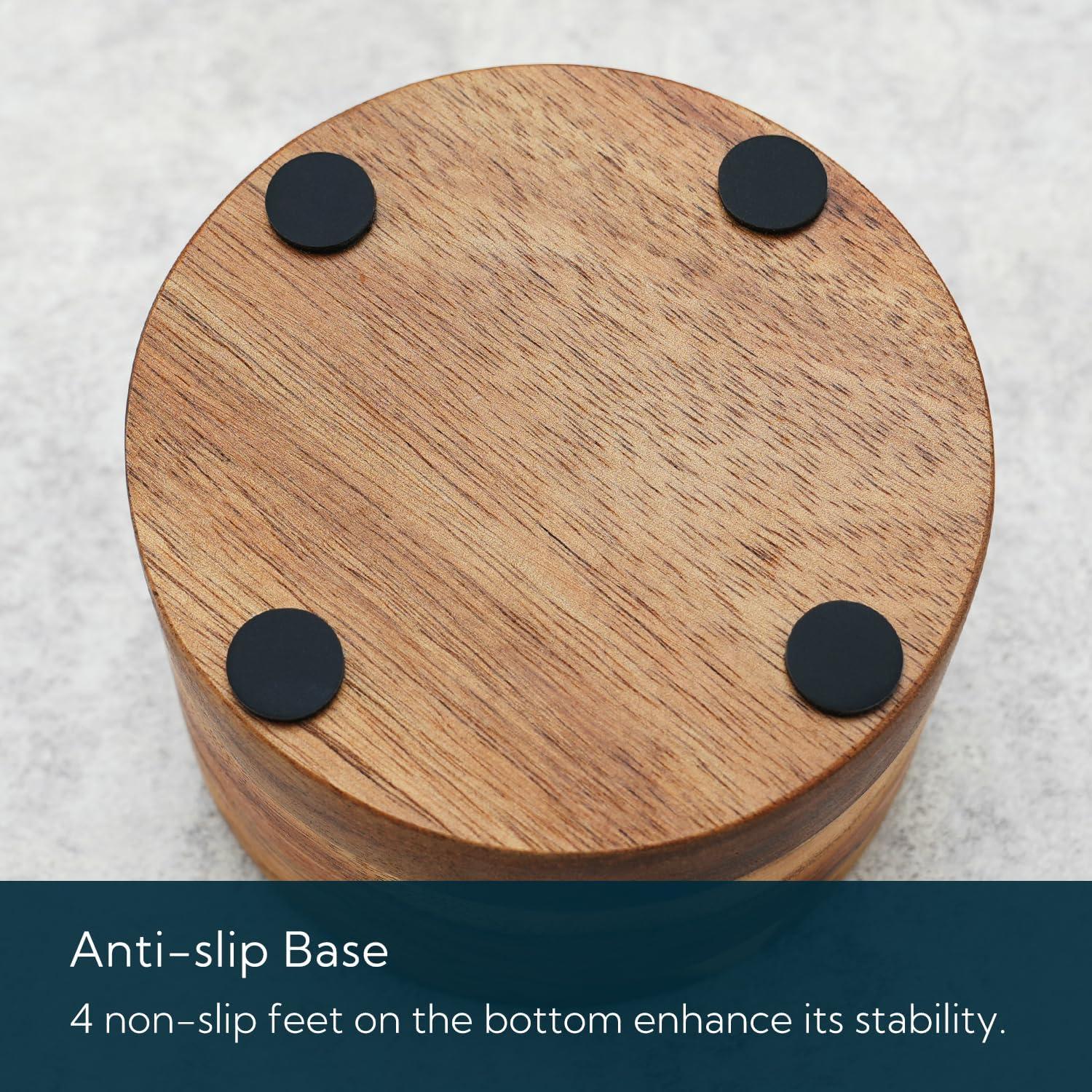 Caja de Sal de Madera de Acacia KITCHENDAO 177ml con Tapa Magnética