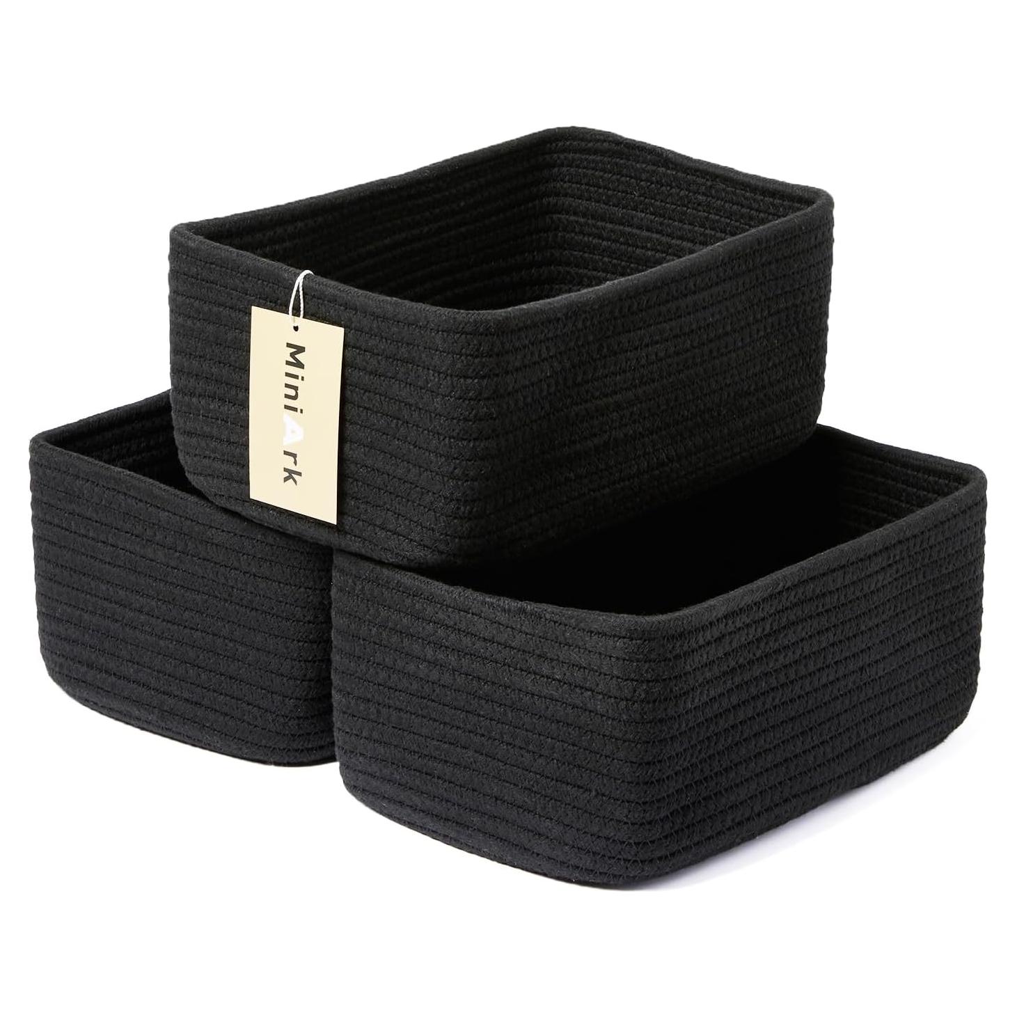 Cestas de Almacenamiento MiniArk 3 Piezas 29.2x19.1x11.9 cm Negras