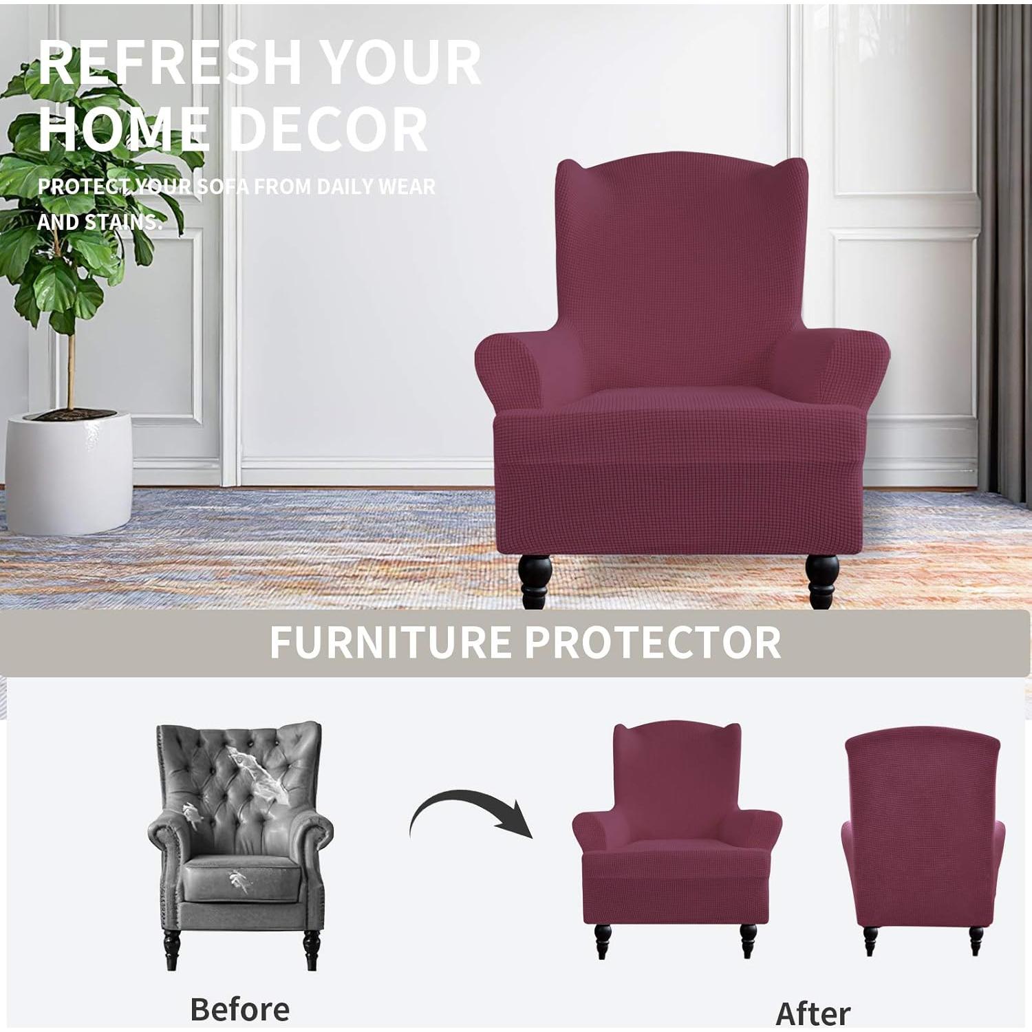 Funda de Sofá Easy-Going Rosa Ceniza para Sillón con Alas