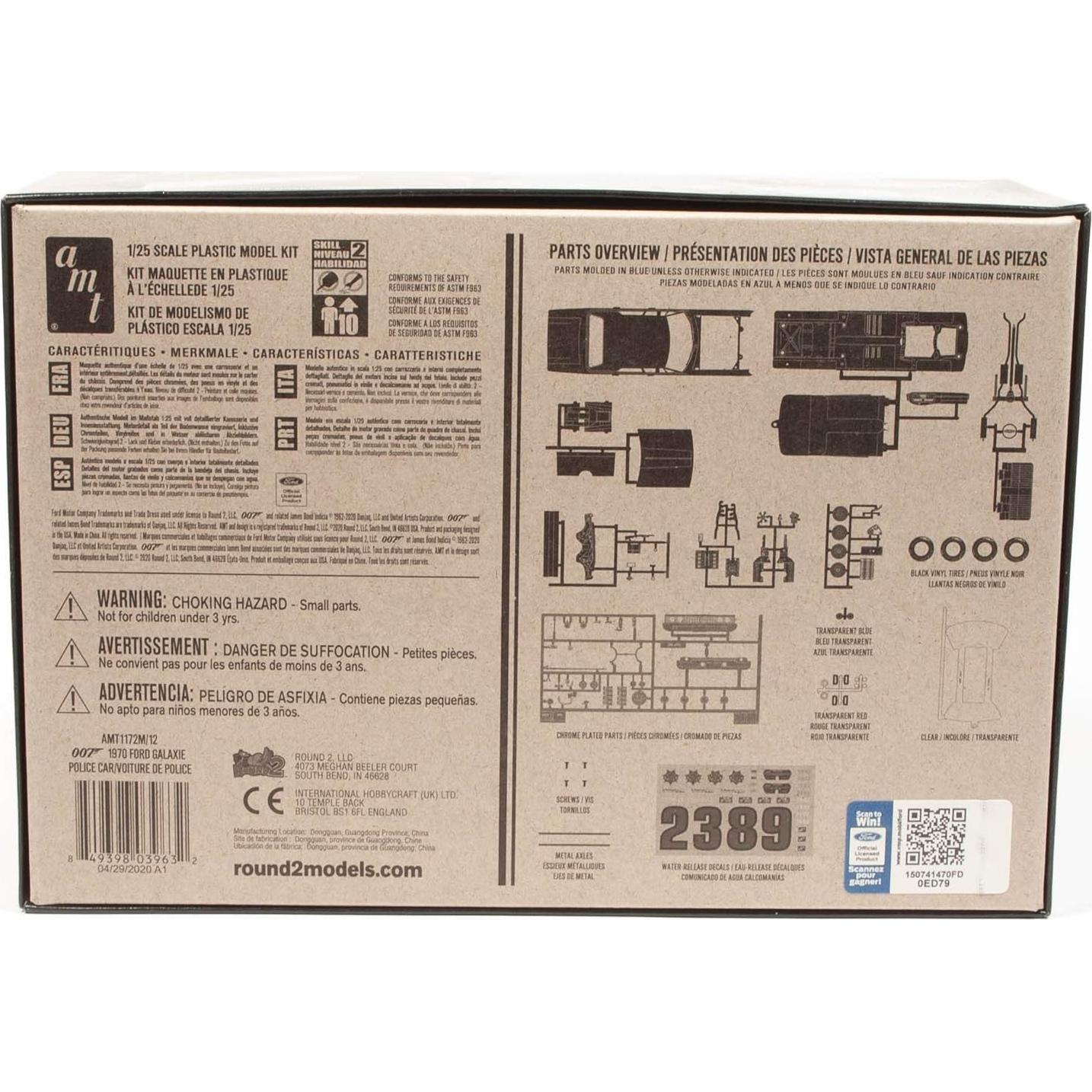 Coche de Policía Ford Galaxie 1970 AMT Modelo 1/25 Azul