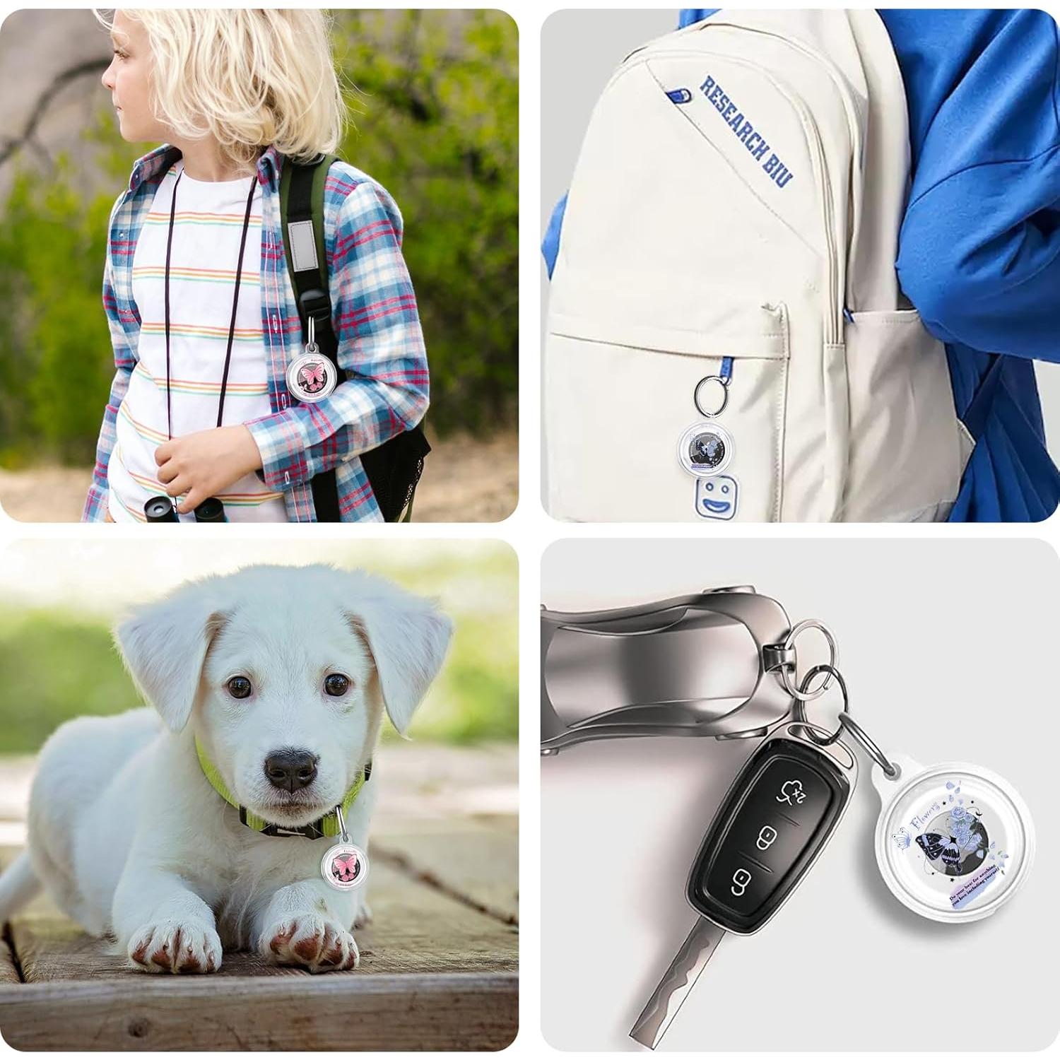 Estuche Protector CameCosy para AirTag Mariposa Azul/Rosa