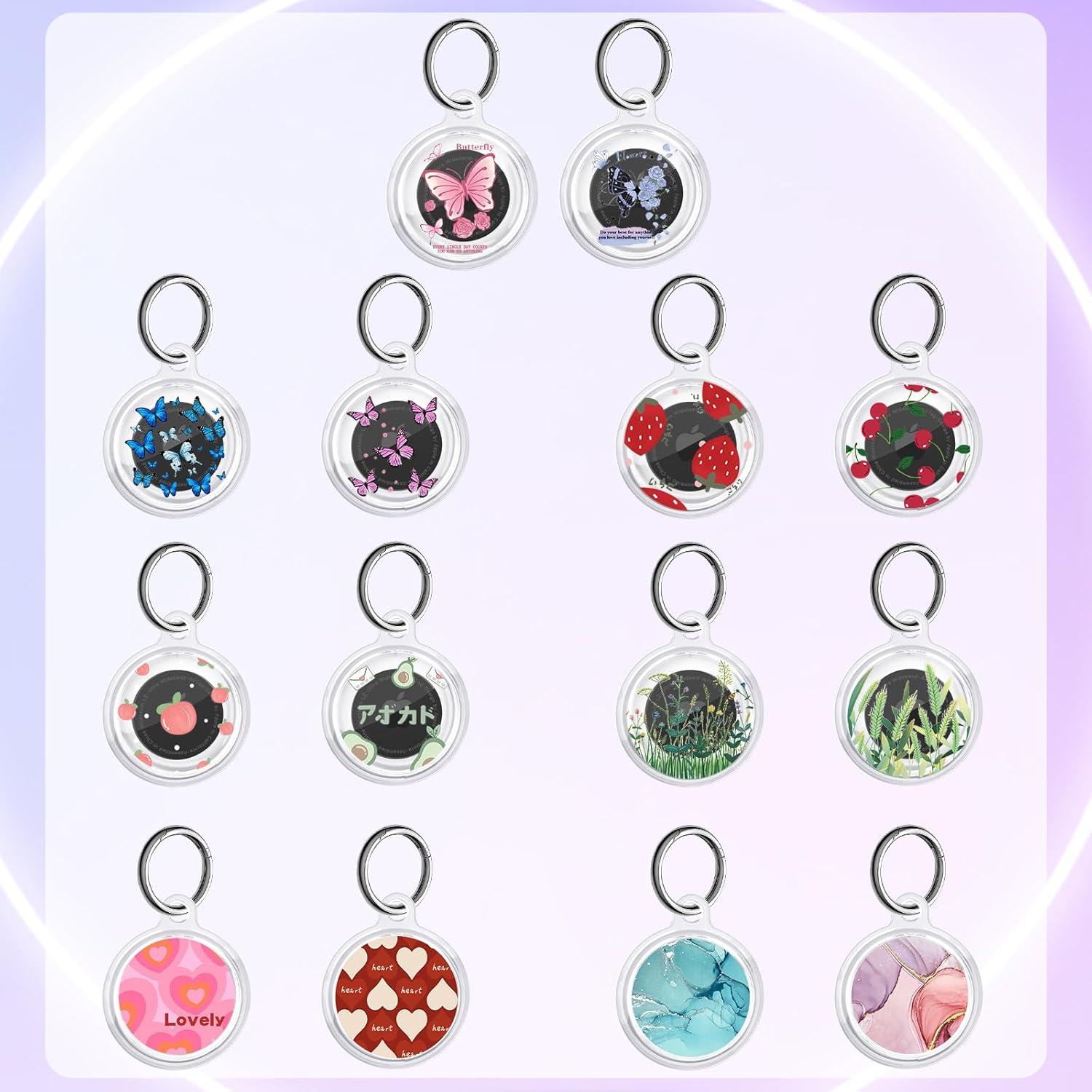 Estuche Protector CameCosy para AirTag Mariposa Azul/Rosa