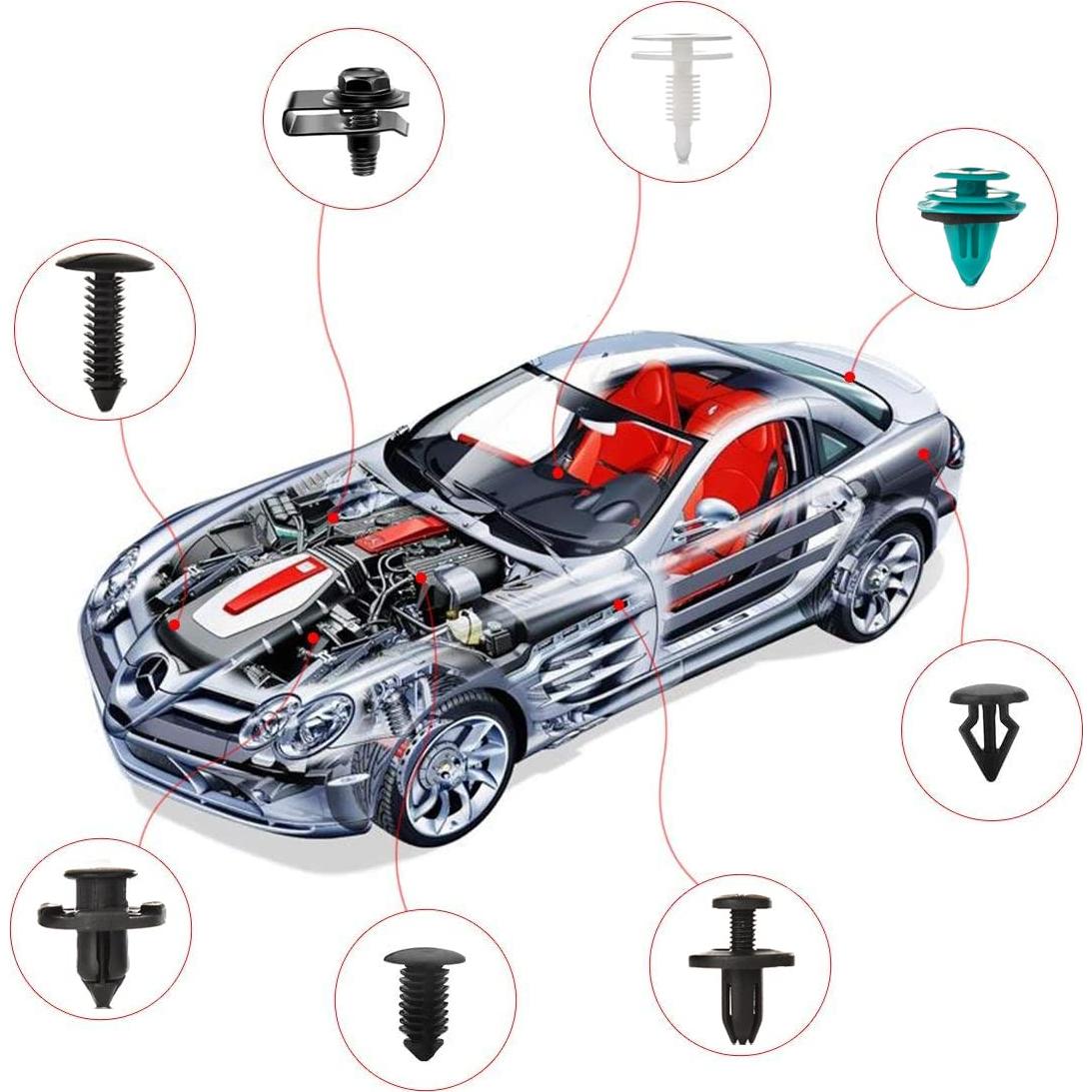 801 Clips de Retención para Auto UNENDA - Kit Universal con Removedor