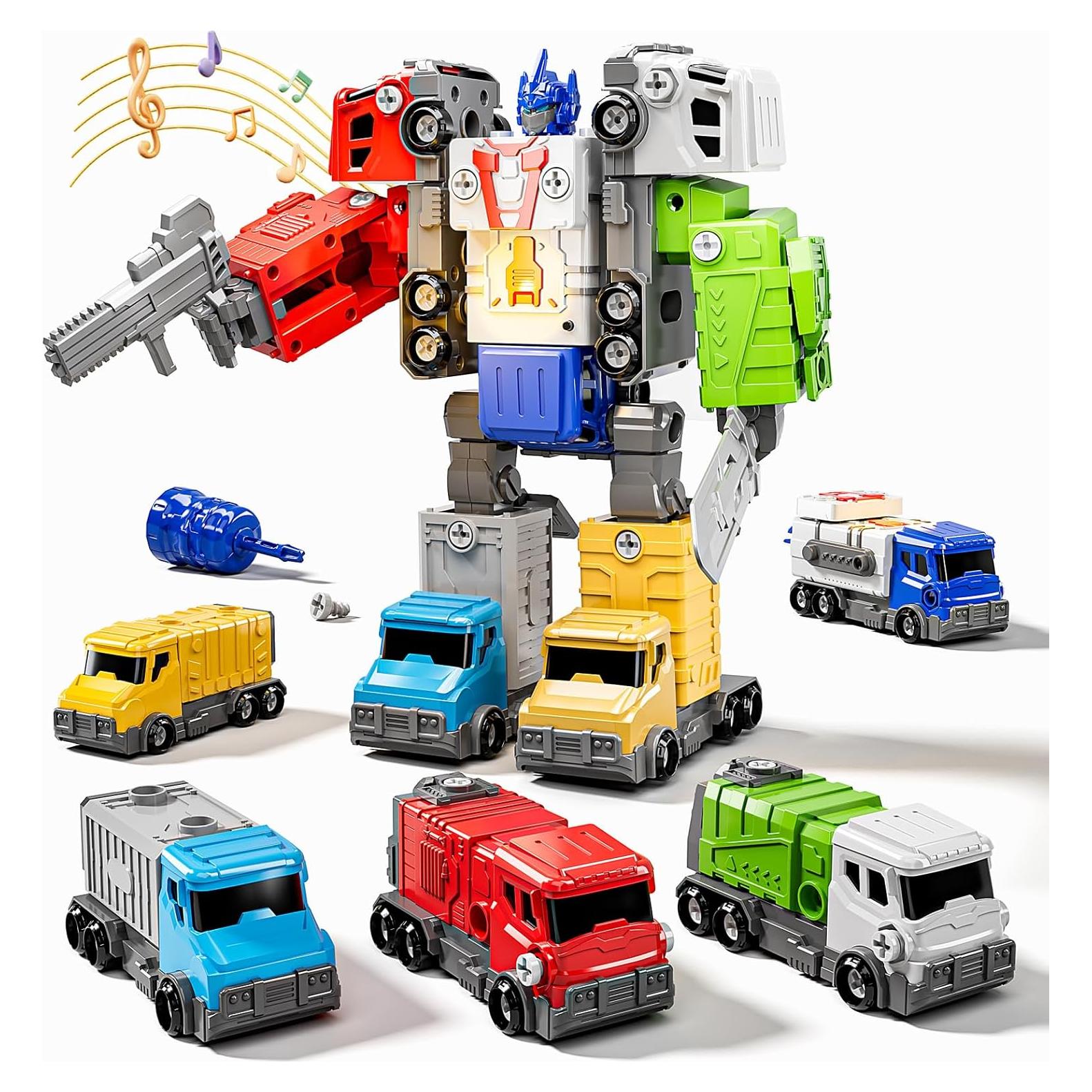 Juguetes Desarmables 5 en 1 WATUDOU Robot con Luz y Sonido