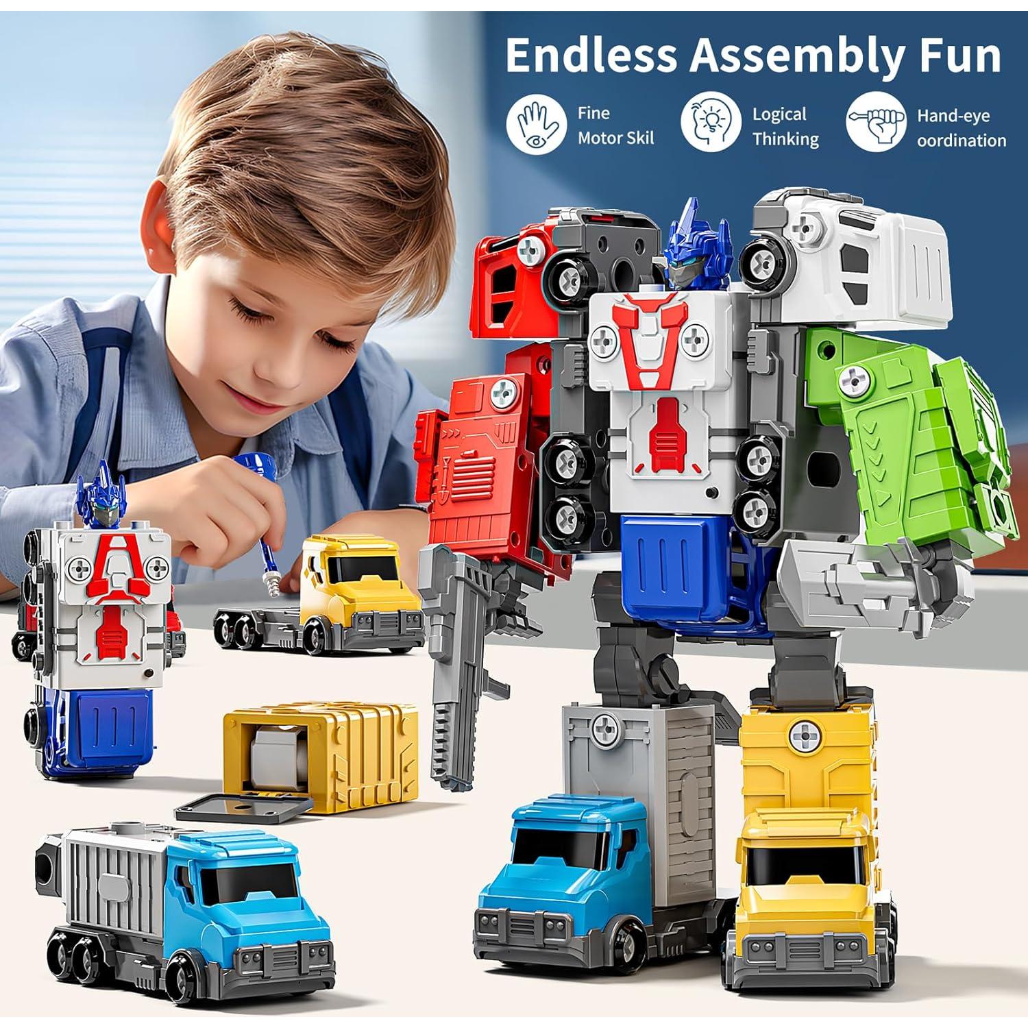 Juguetes Desarmables 5 en 1 WATUDOU Robot con Luz y Sonido