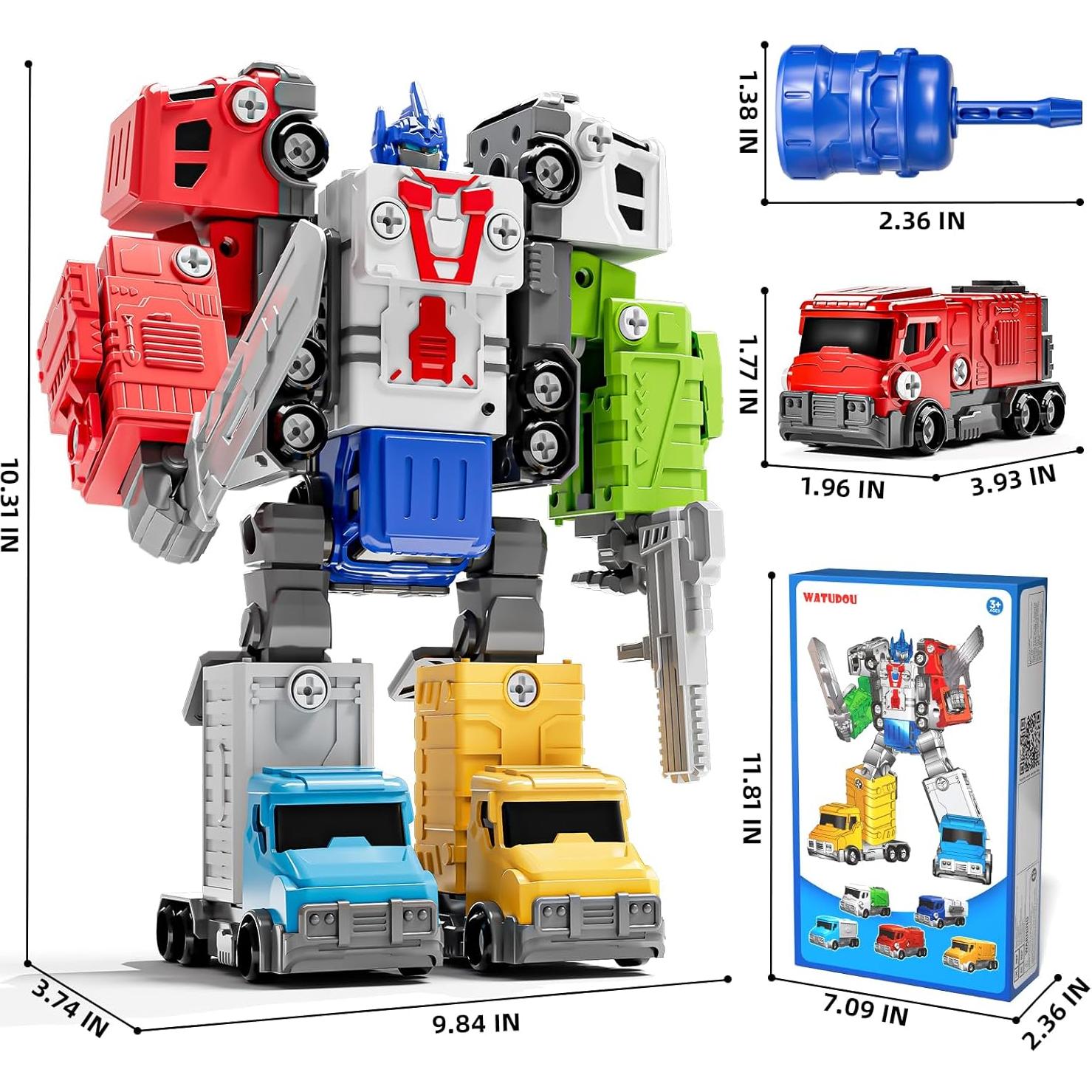 Juguetes Desarmables 5 en 1 WATUDOU Robot con Luz y Sonido