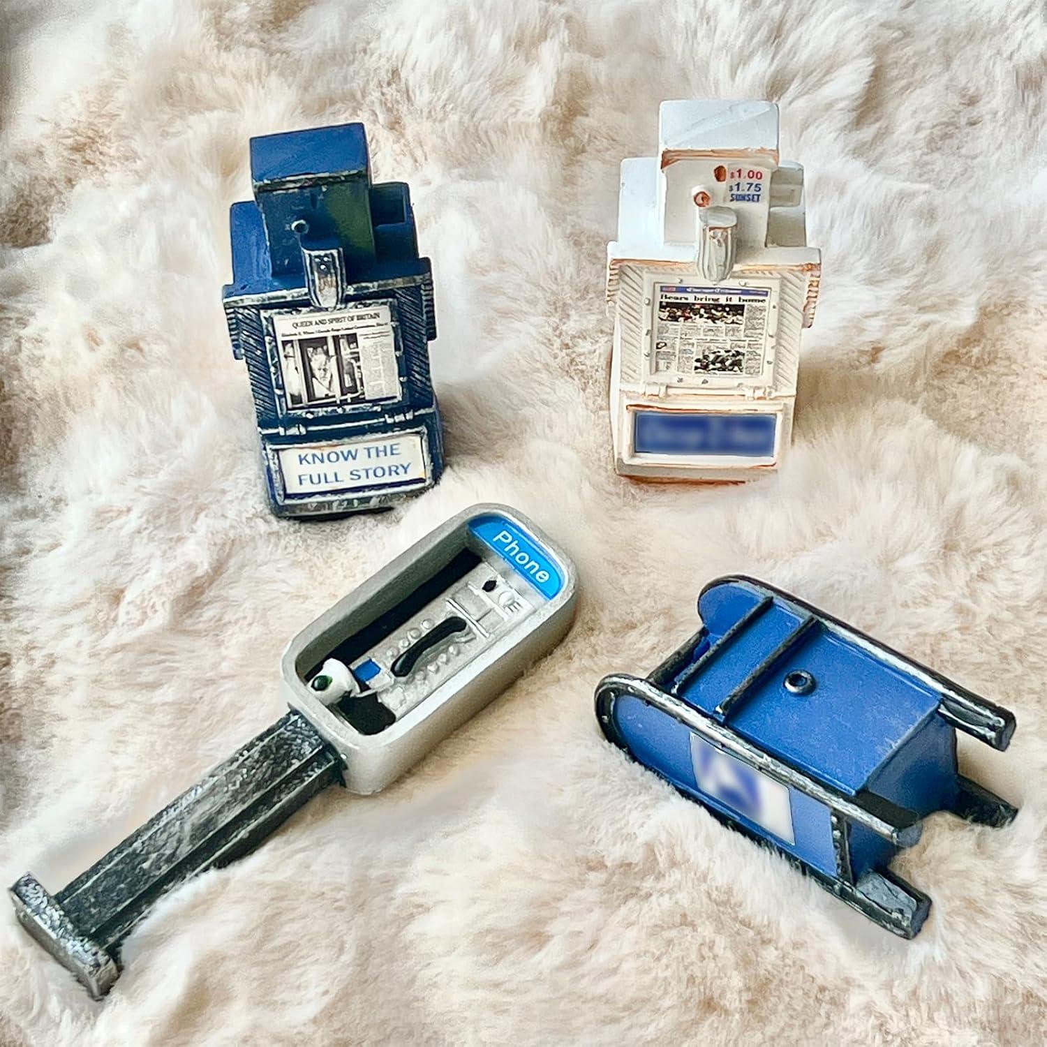 Mini Teléfono Público Vintage OLANKE 1:12 Decoración Casa Muñecas