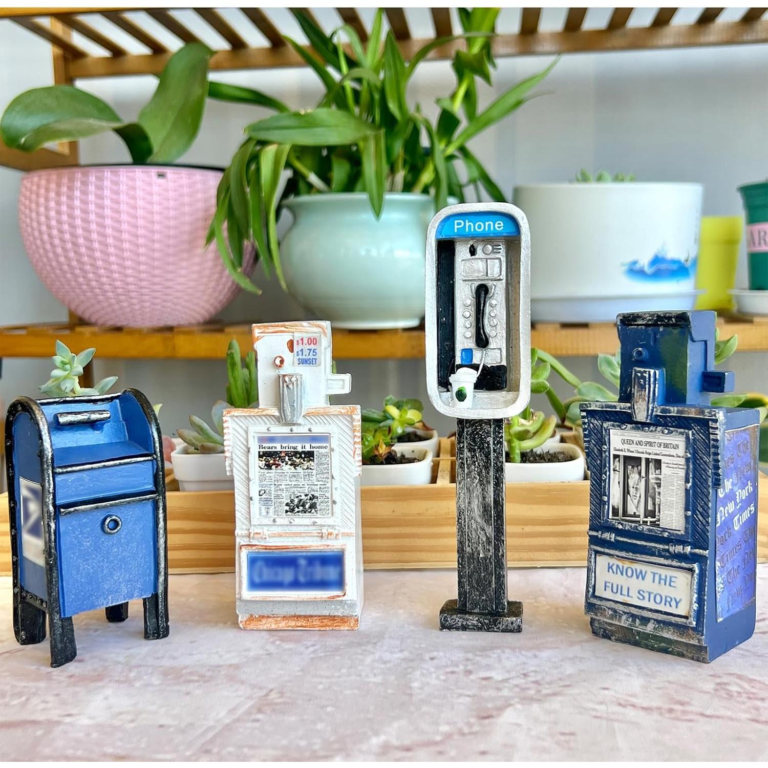 Mini Teléfono Público Vintage OLANKE 1:12 Decoración Casa Muñecas