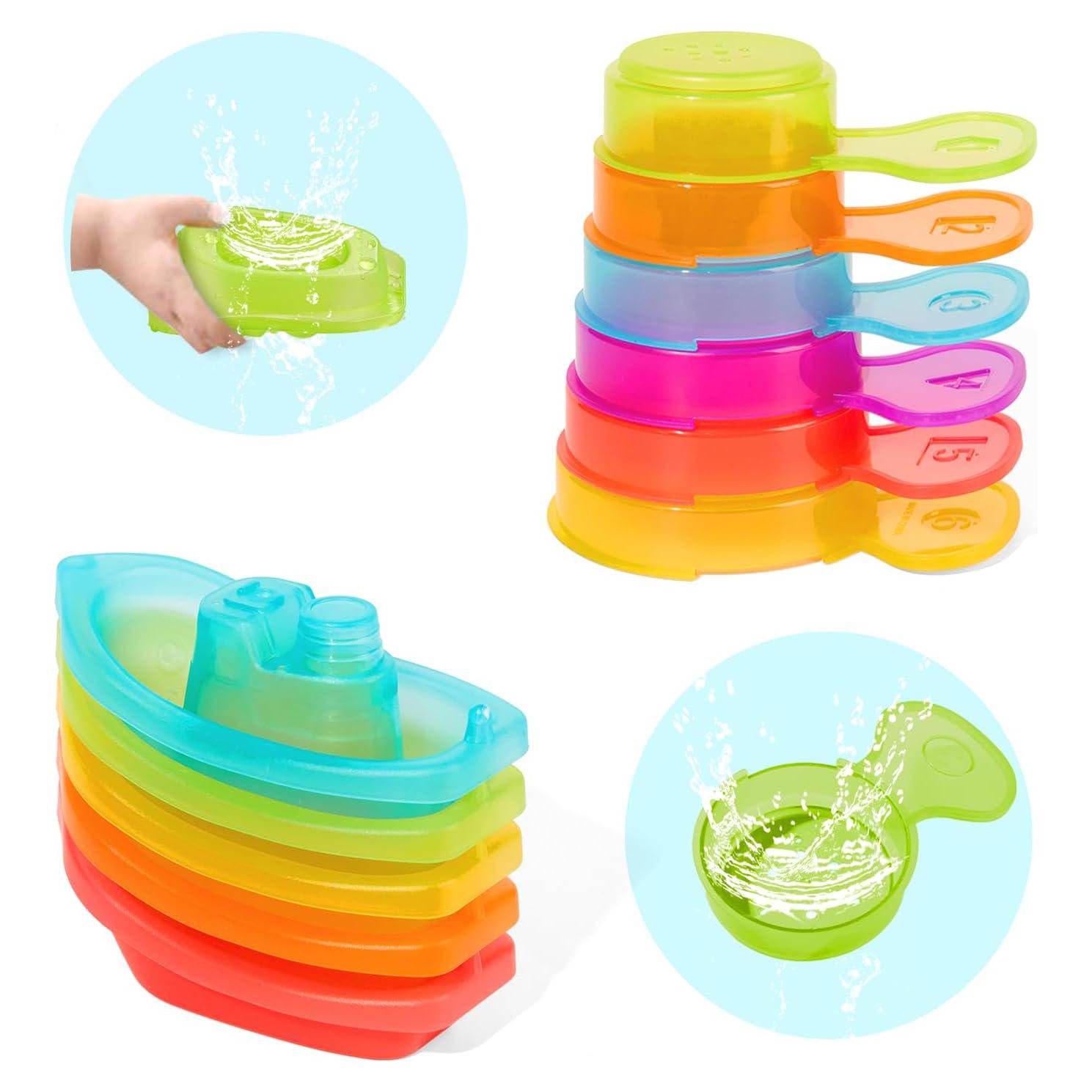 Juguetes de baño AMCHSURI 11 piezas arcoíris para bebés