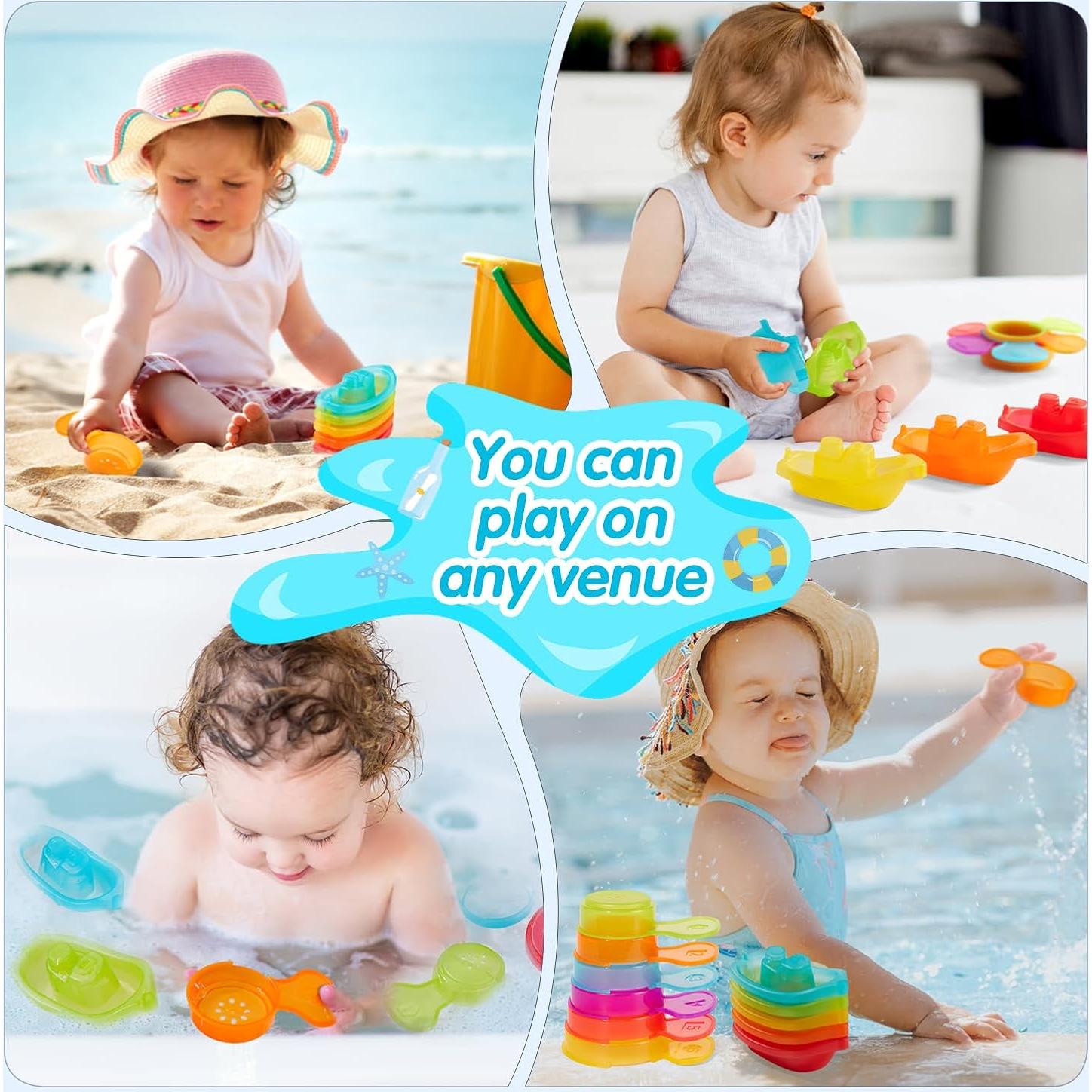 Juguetes de baño AMCHSURI 11 piezas arcoíris para bebés