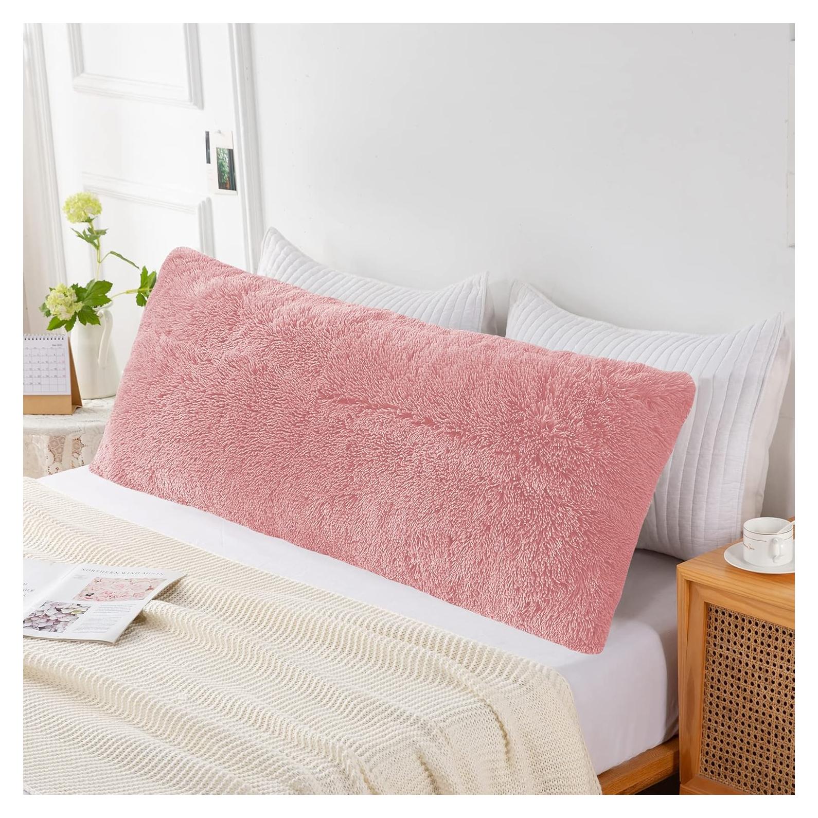 Funda de Almohada de Cuerpo ROLJZTY 54x21 cm Piel Sintética Rosa