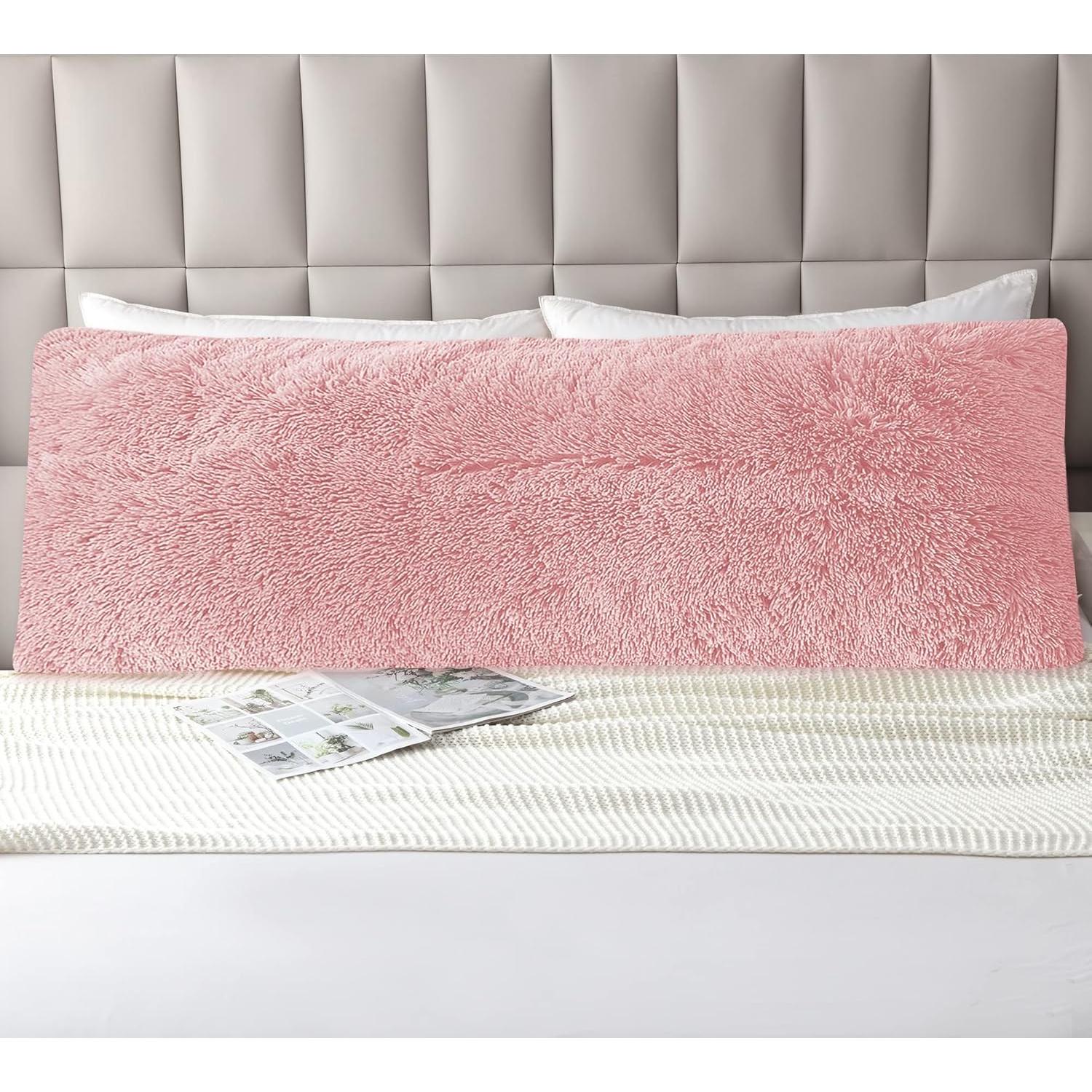 Funda de Almohada de Cuerpo ROLJZTY 54x21 cm Piel Sintética Rosa