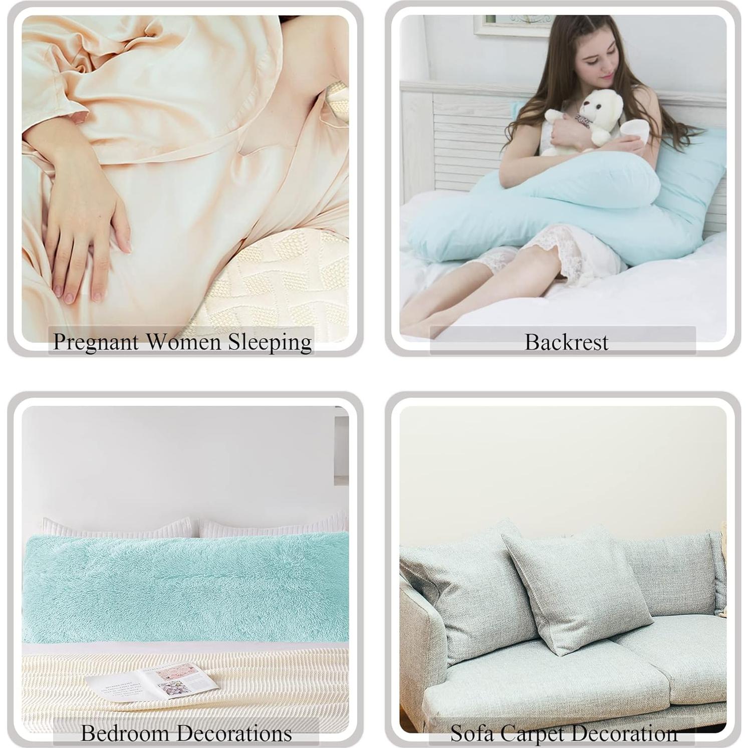 Funda de Almohada de Cuerpo ROLJZTY 54x21 cm Piel Sintética Rosa