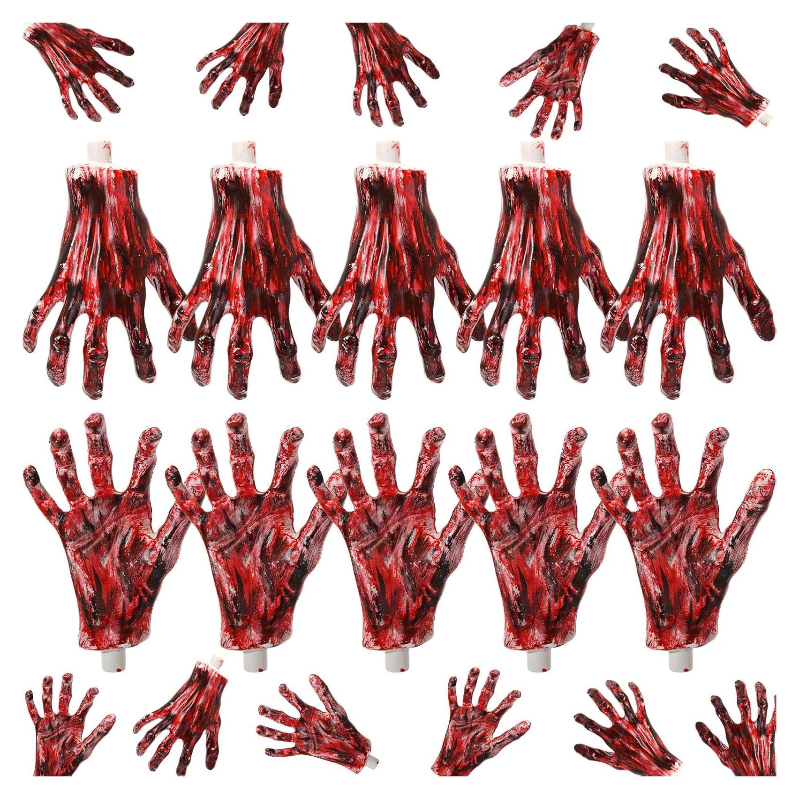 5 Pares Manos Esqueletos Halloween Sratte Realistas 20x14cm