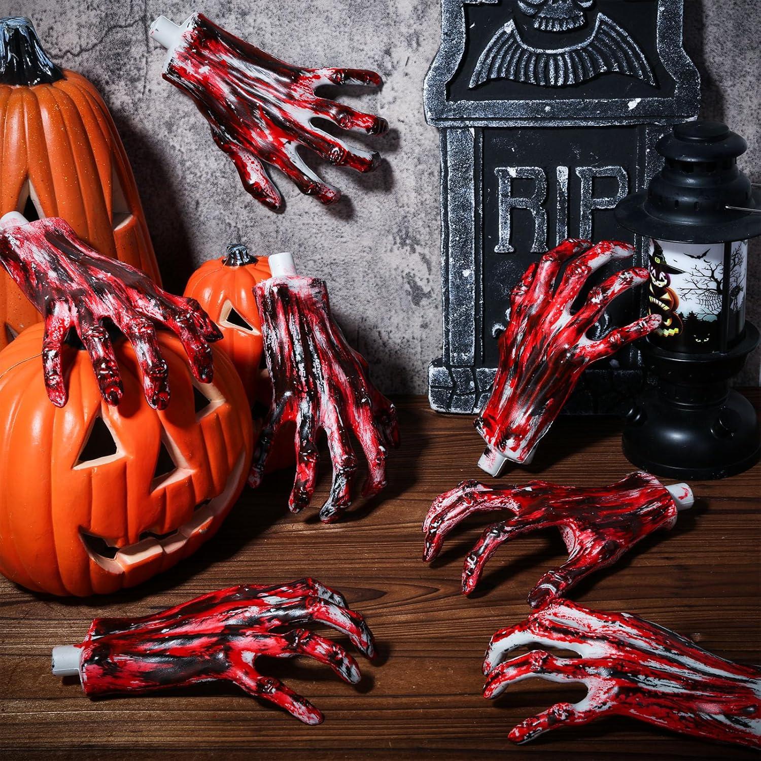 5 Pares Manos Esqueletos Halloween Sratte Realistas 20x14cm