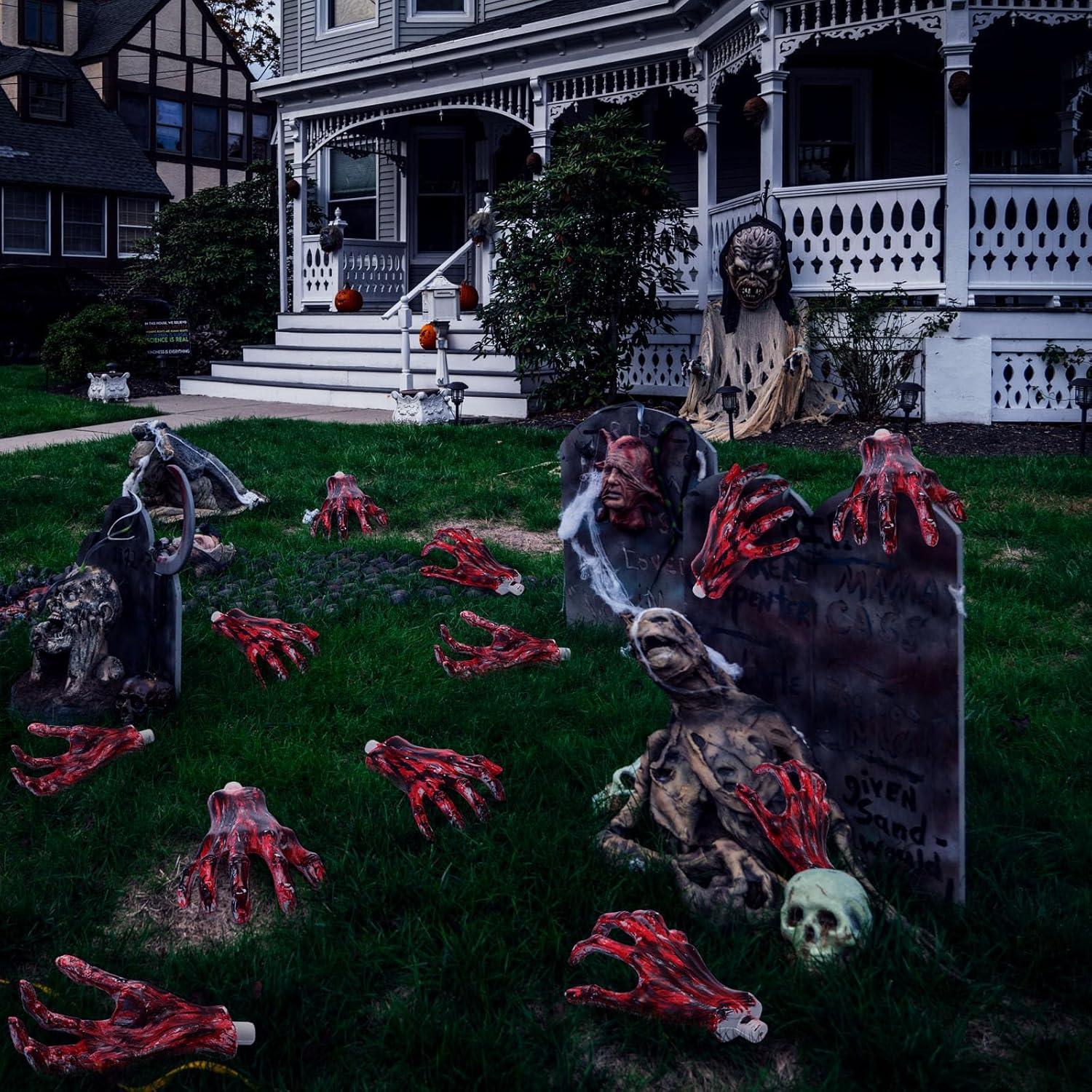 5 Pares Manos Esqueletos Halloween Sratte Realistas 20x14cm