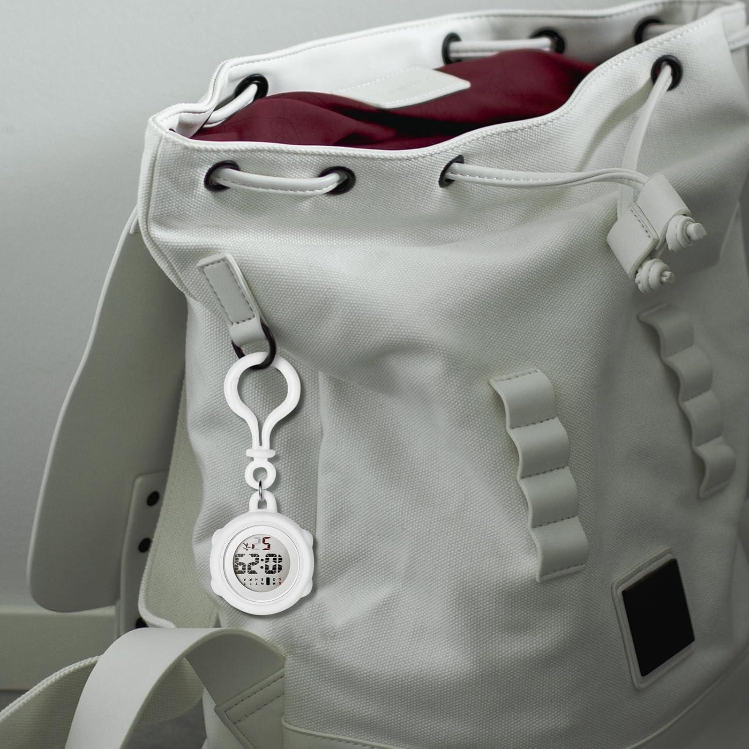 Reloj Digital Clip On JewelryWe - Blanco - Resistente al Agua