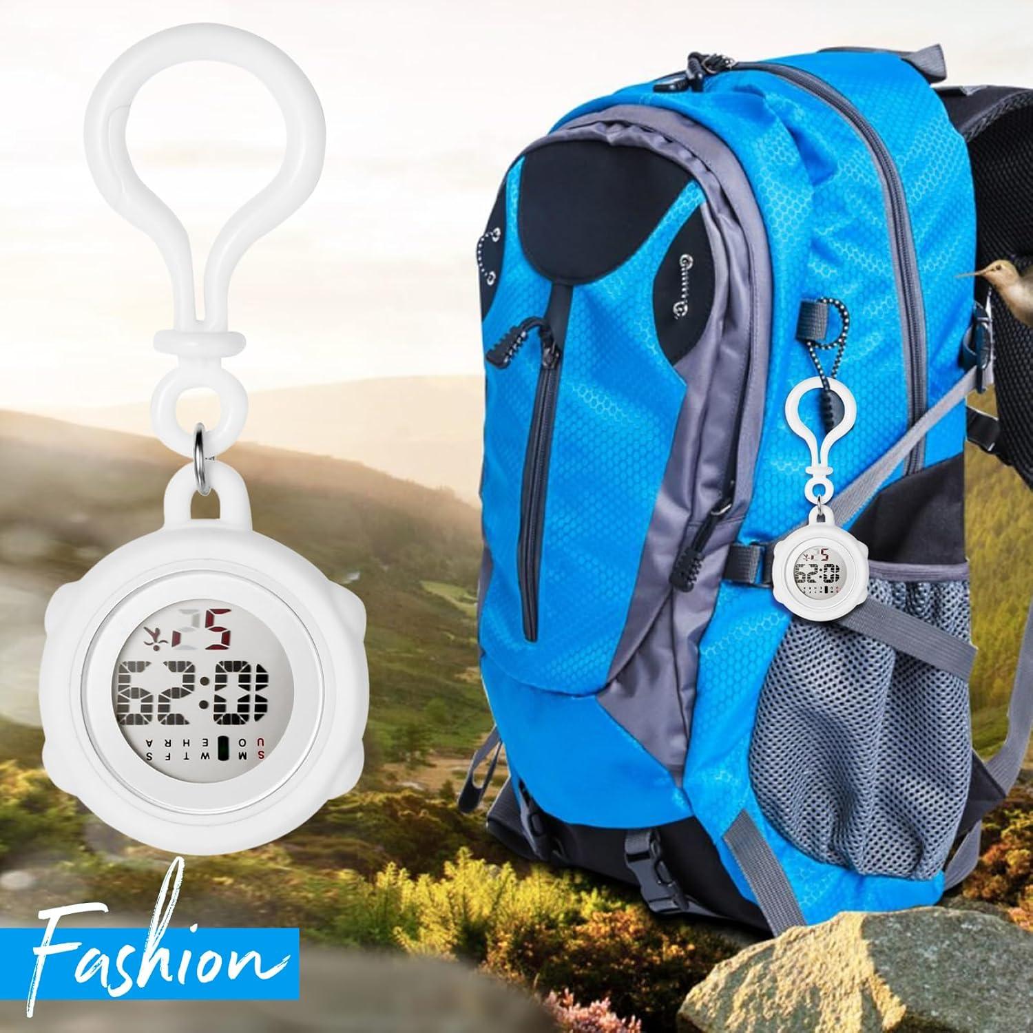 Reloj Digital Clip On JewelryWe - Blanco - Resistente al Agua