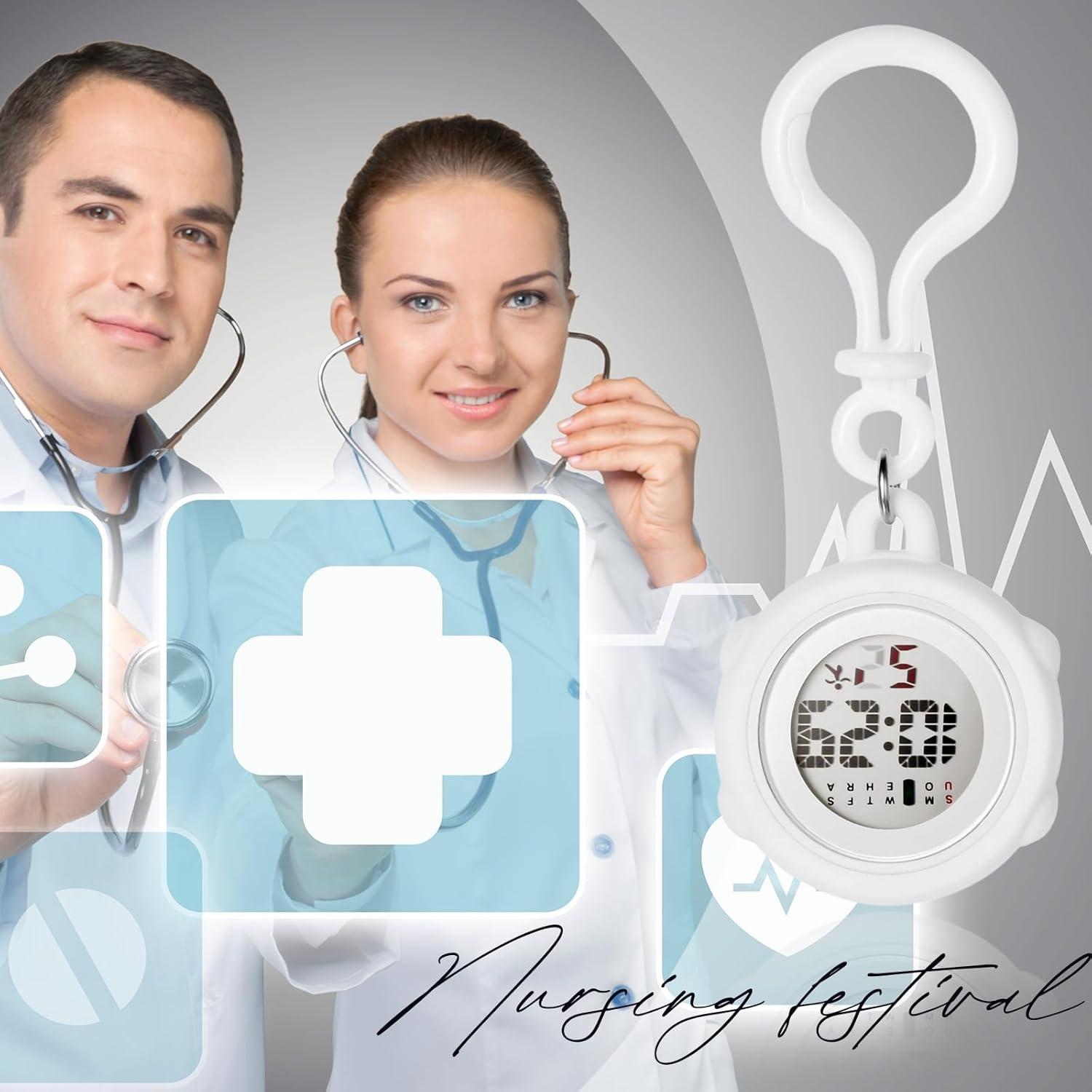 Reloj Digital Clip On JewelryWe - Blanco - Resistente al Agua