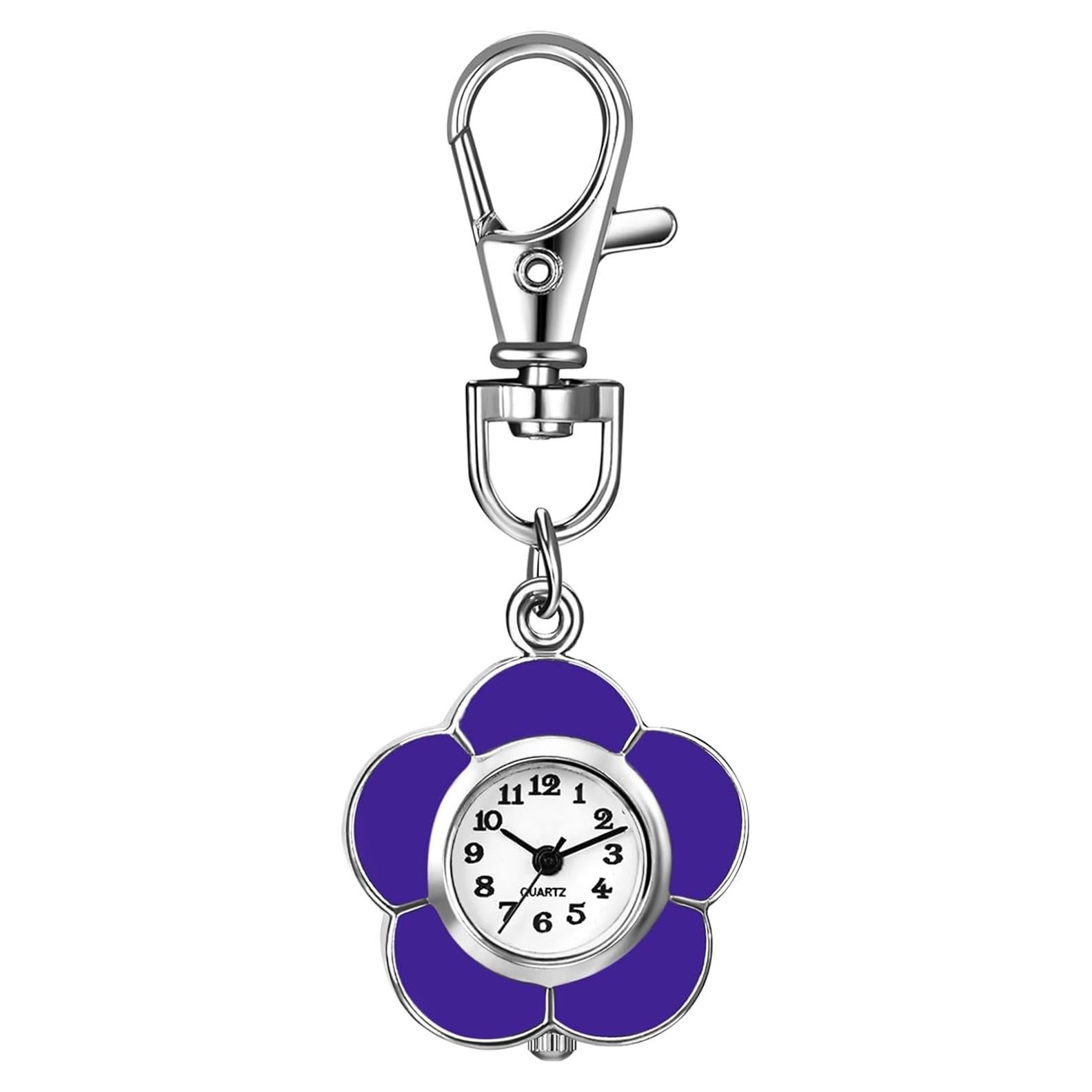Reloj de Llavero JewelryWe Morado Clip-On Floral