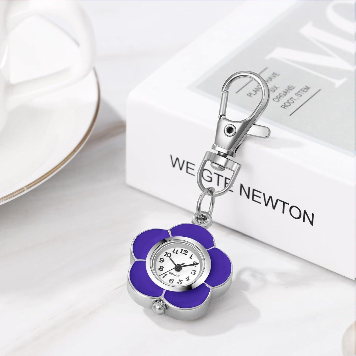 Reloj de Llavero JewelryWe Morado Clip-On Floral