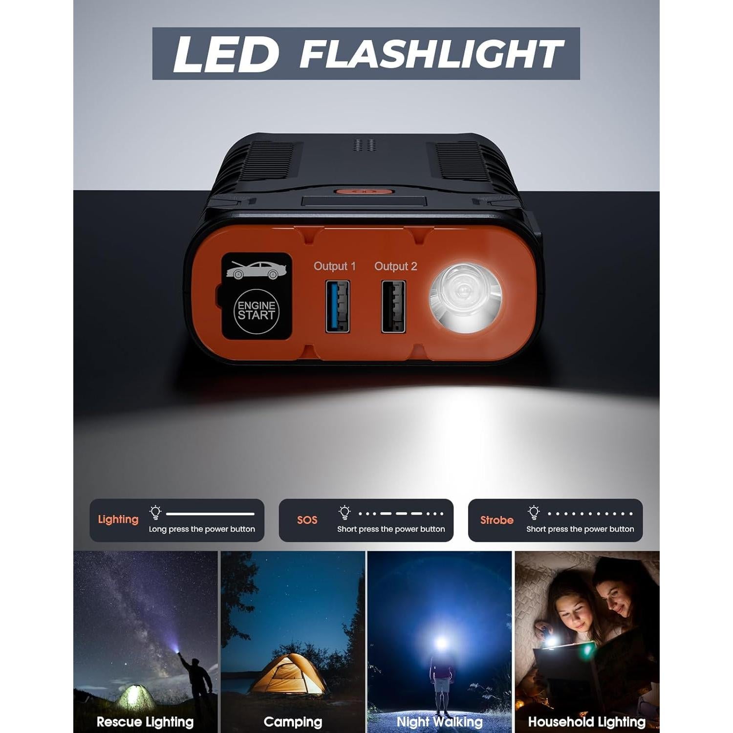 Arrancador de Coche KEUASX G32PL 2500A 12V con USB y LED