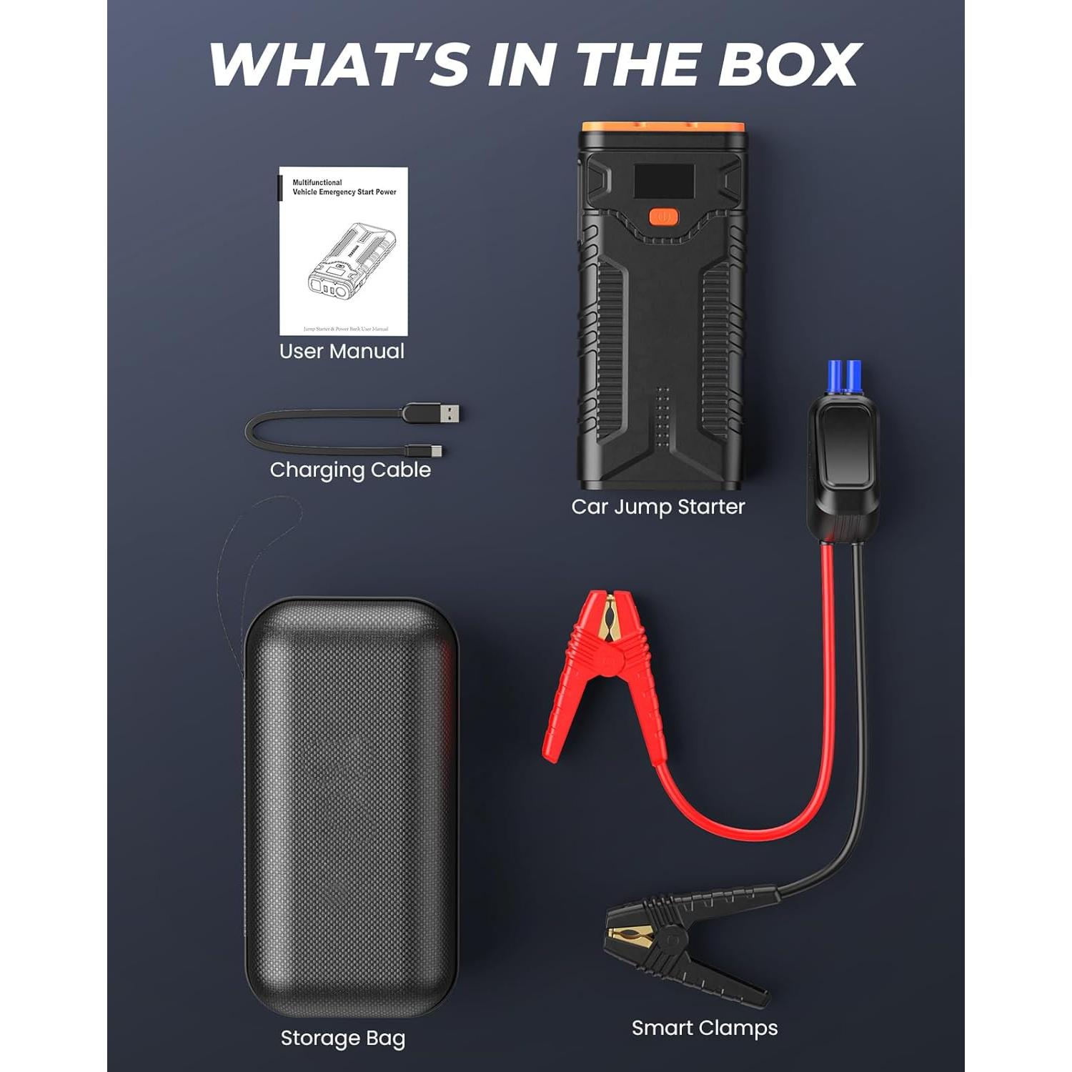 Arrancador de Coche KEUASX G32PL 2500A 12V con USB y LED