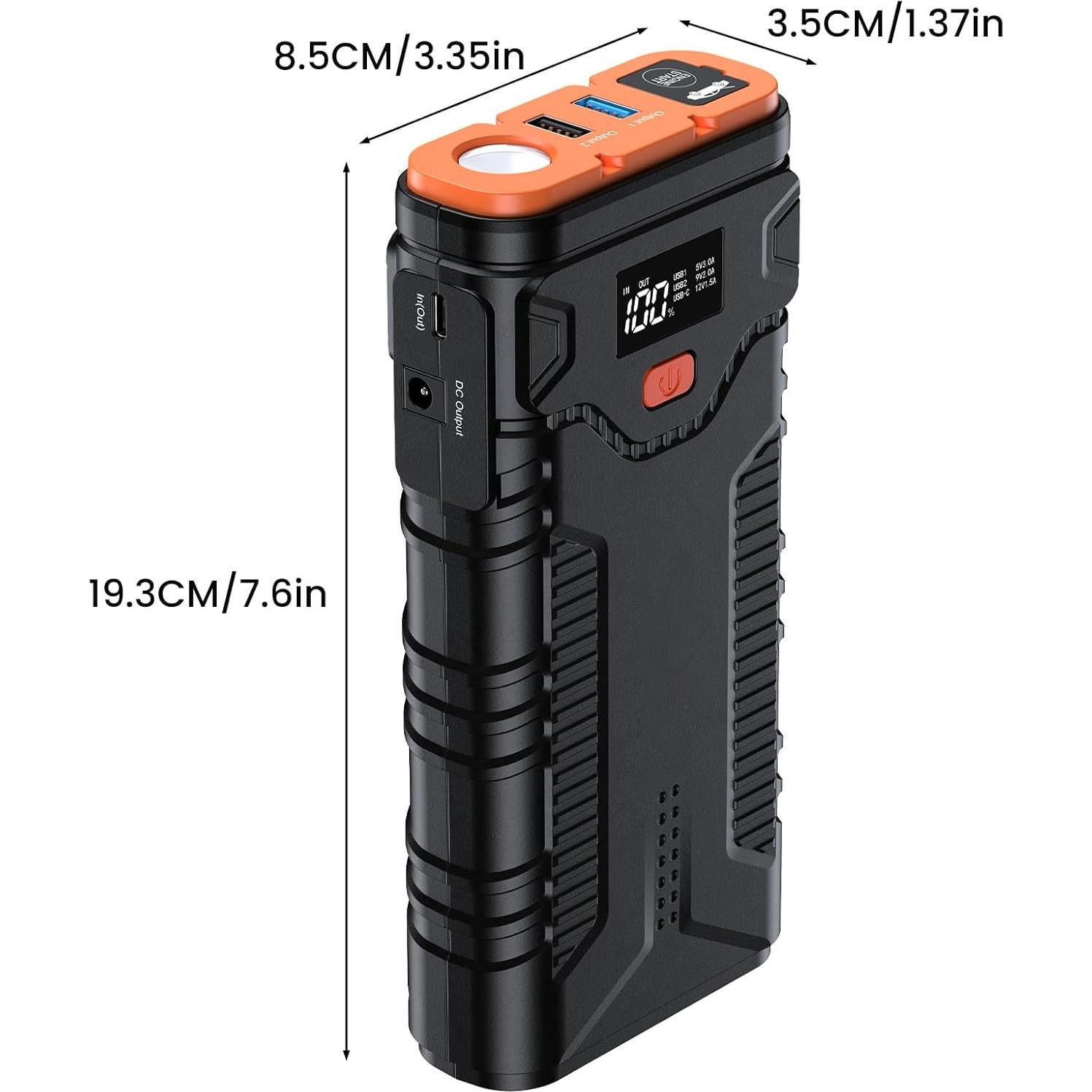 Arrancador de Coche KEUASX G32PL 2500A 12V con USB y LED